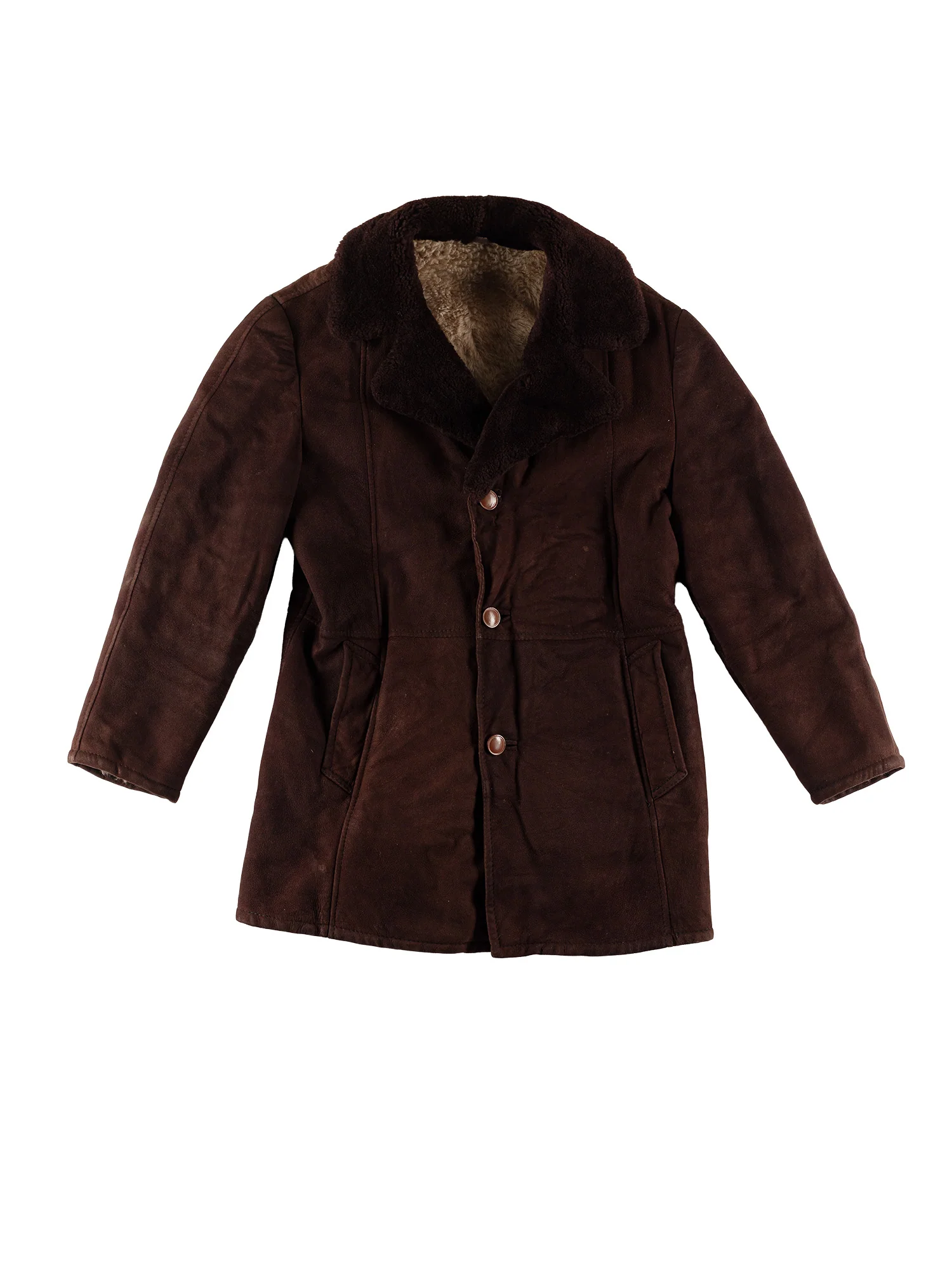 Vintage 80's Men Sheepskin Coat in Brown by Northern Grip