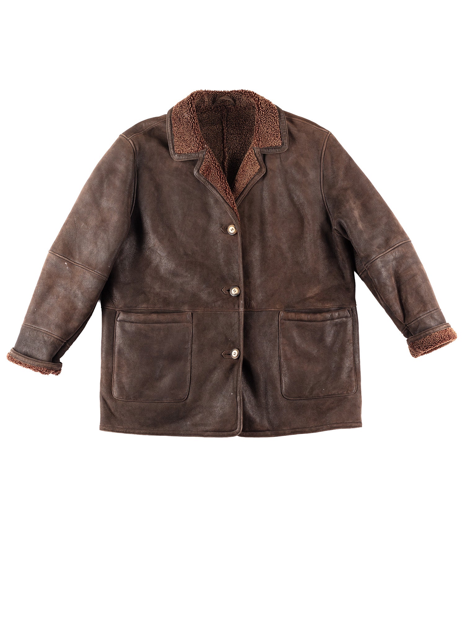 Vintage 90's Women Sheepskin Coat in Brown by Northern Grip