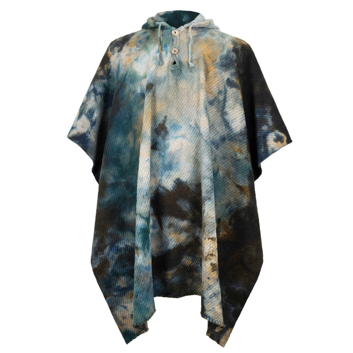 Lubushcu - Llama Wool Unisex South American Handwoven Hooded Poncho - by ECUALAMA