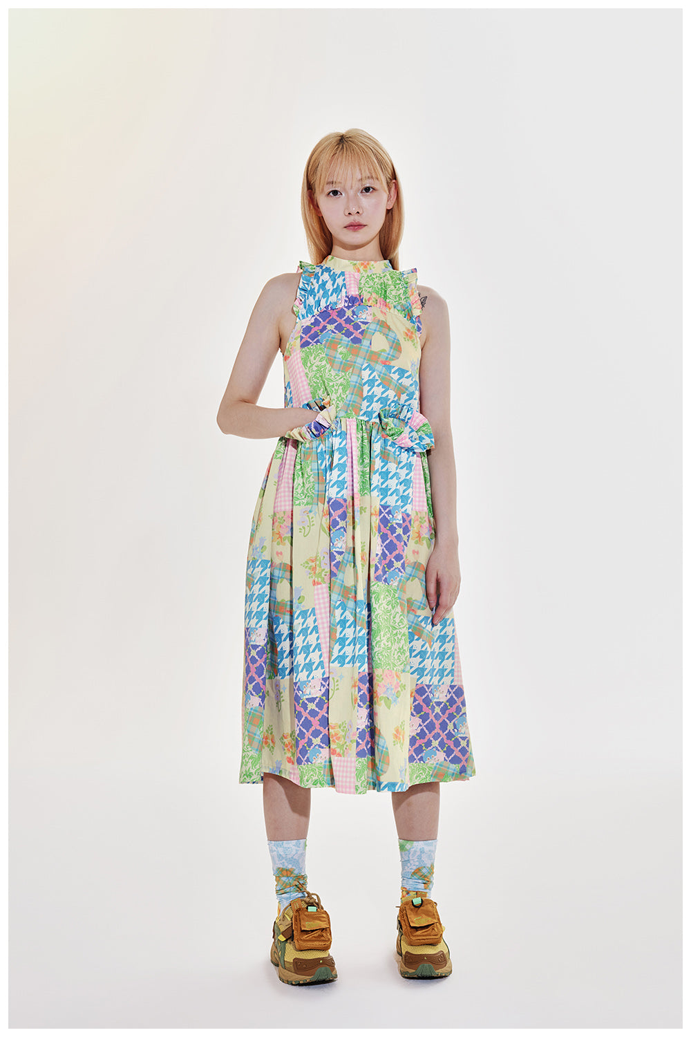 Tntntutu Patchwork Dress | Halter Neck Dress | Sleeveless Checkered Dr by Land Decora