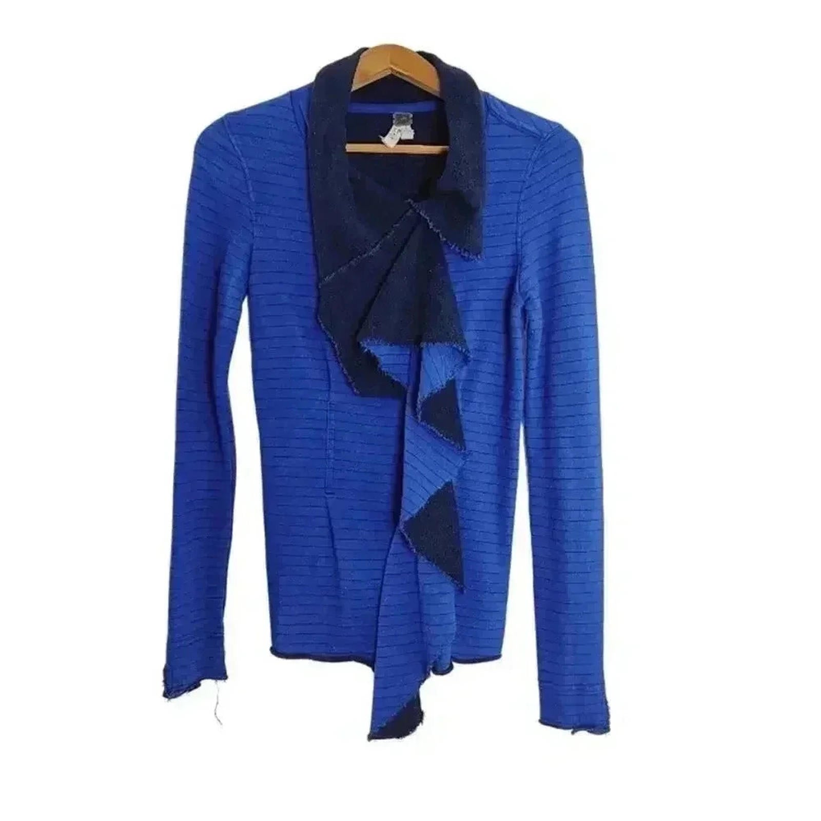 Free People Y2K Blue Ruffled Jacket Cardigan by Hot Girl Secondhand