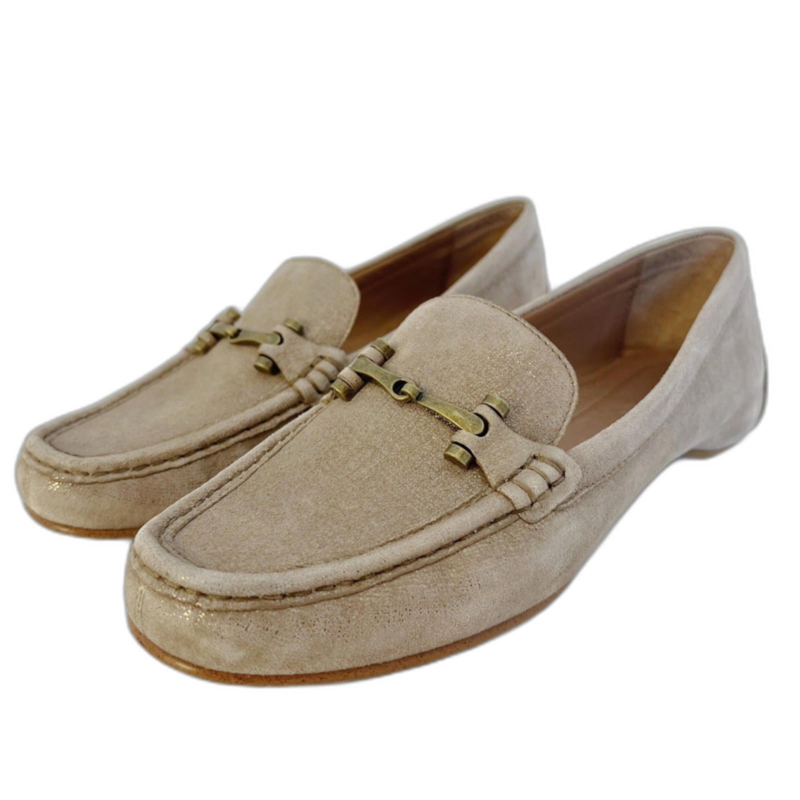 Donald J. Pliner Filo Tan Champagne Metallic Horsebit Loafers Women's by Hot Girl Secondhand