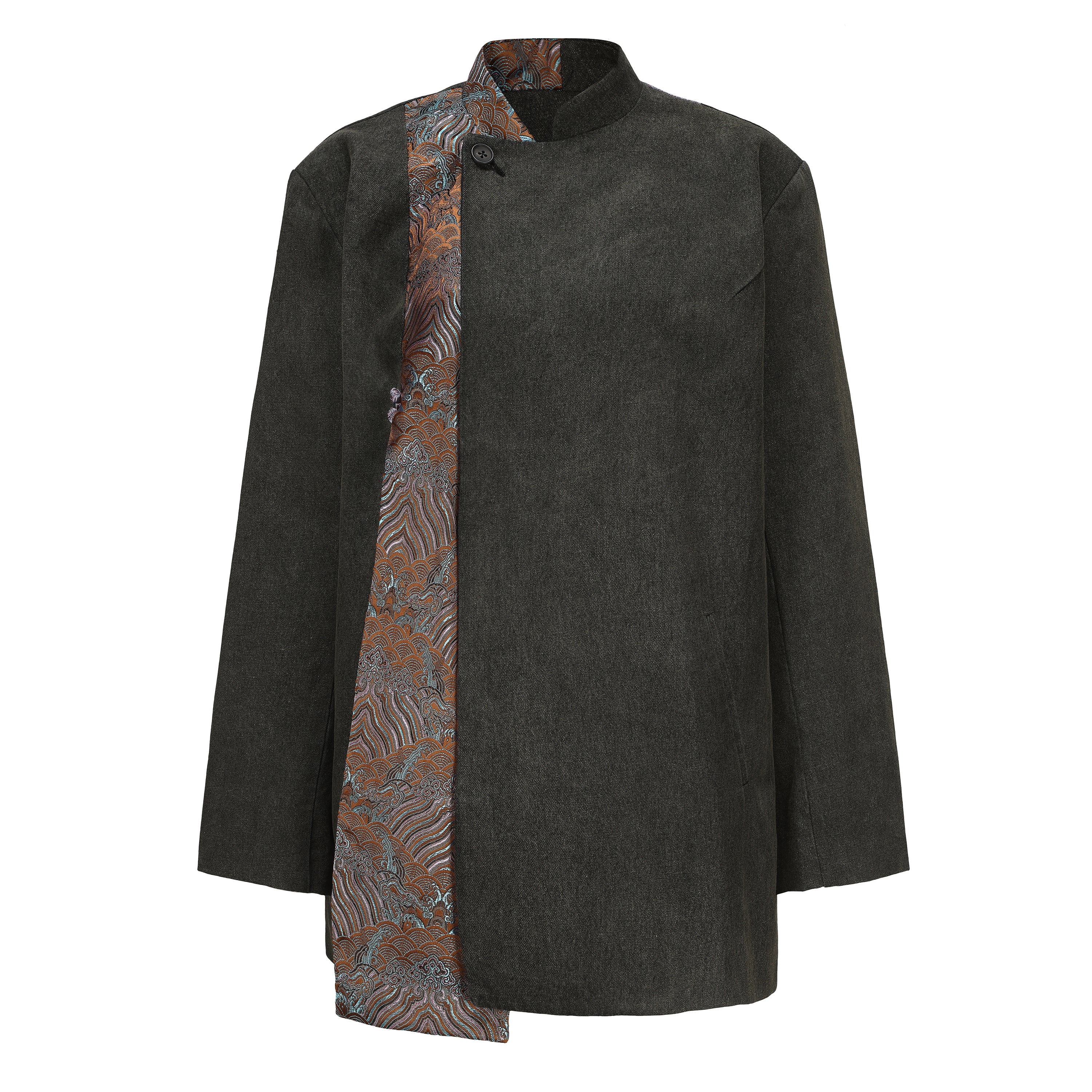 Zi Denim Brocade Patch Suit by DAWANG
