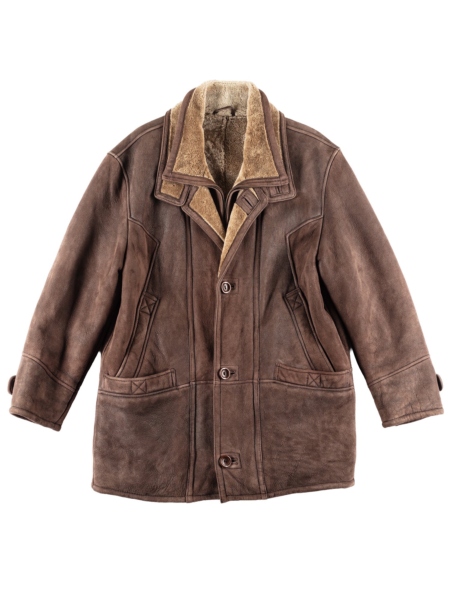 Vintage 90's Men Sheepskin Coat in Brown by Northern Grip