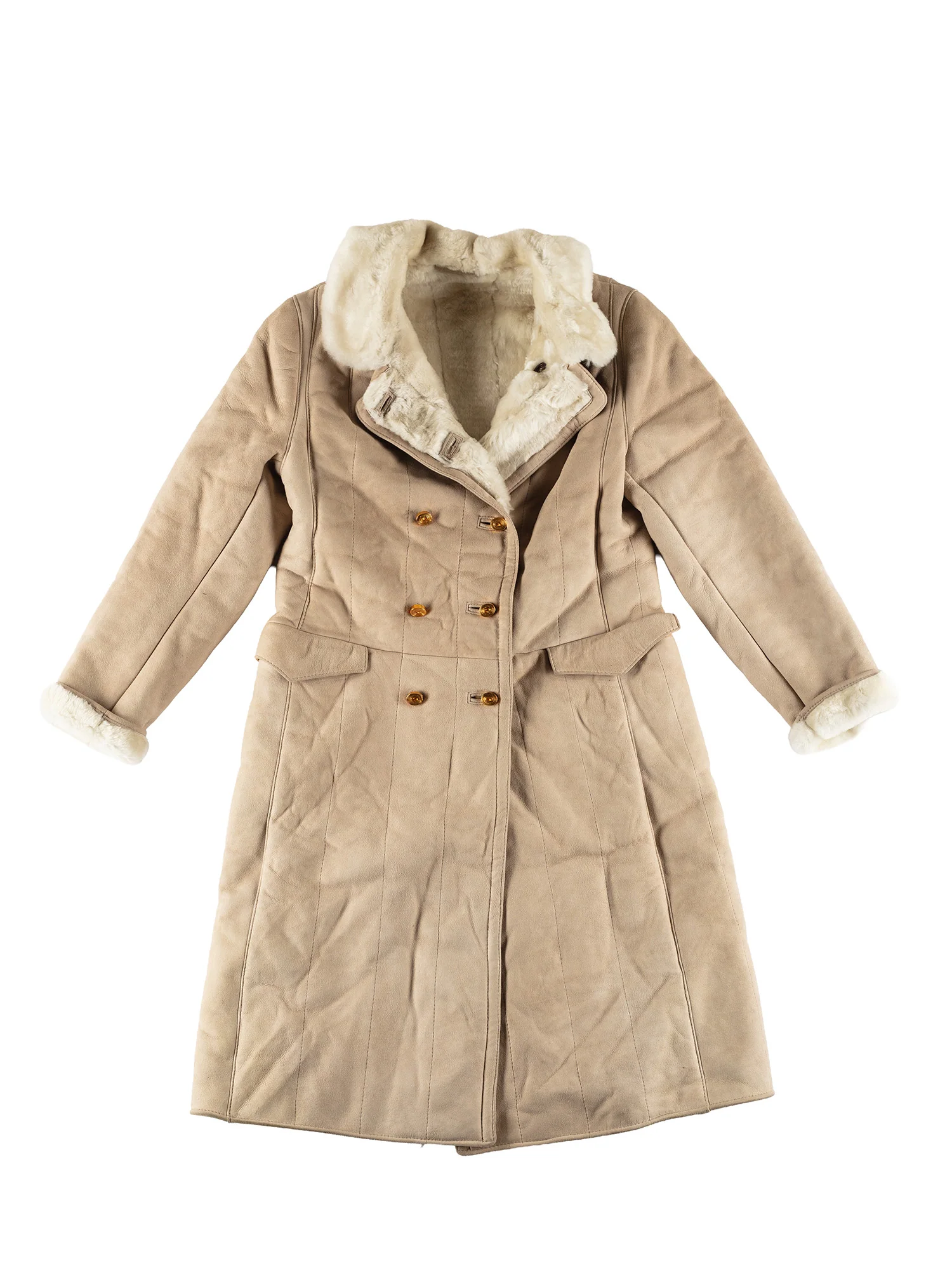 Vintage 70's Women Penny Lane Sheepskin Coat in Beige by Northern Grip
