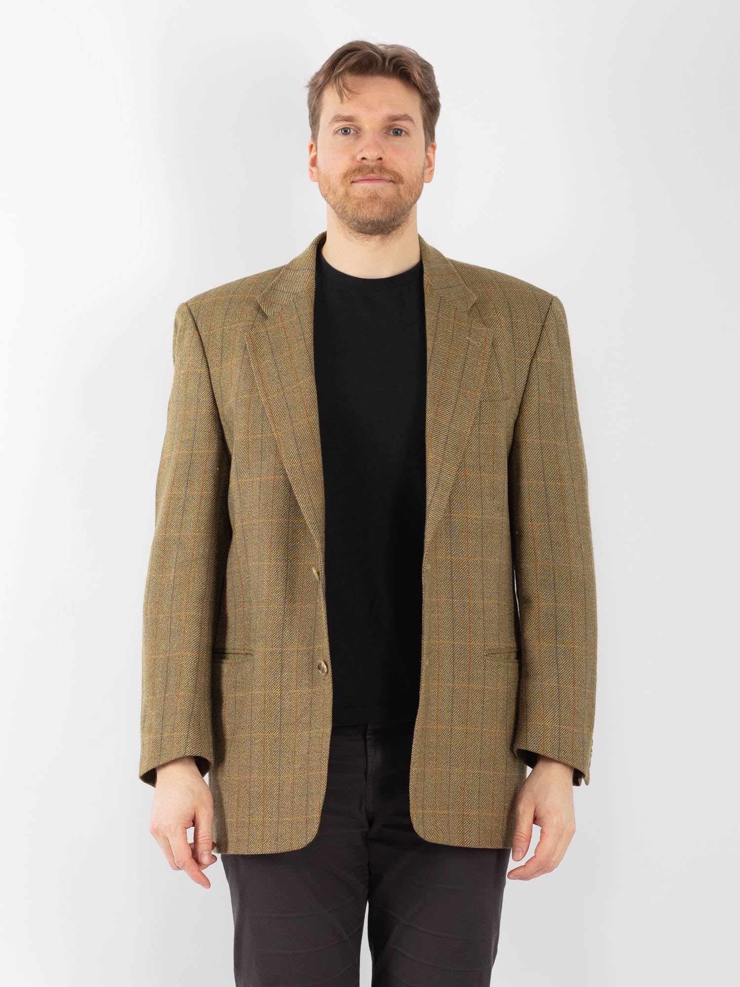 Vintage 90's Men Wool Blazer Jacket in Olive Green by Northern Grip