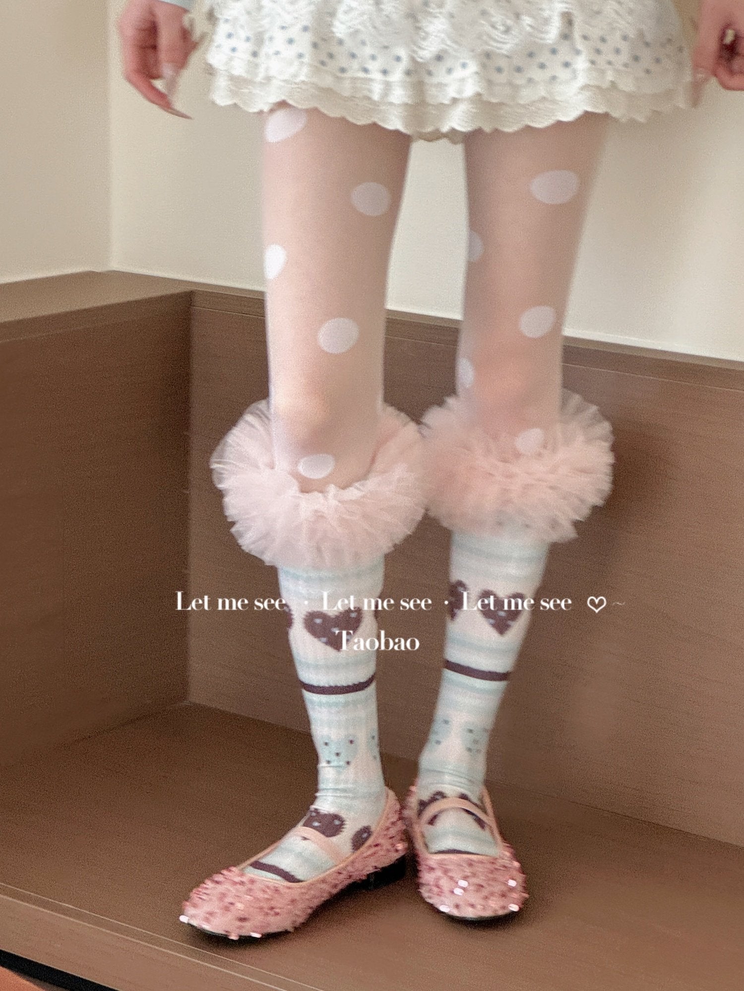 Heart Lace Mid-Calf Socks - LET ME SEE by Land Decora