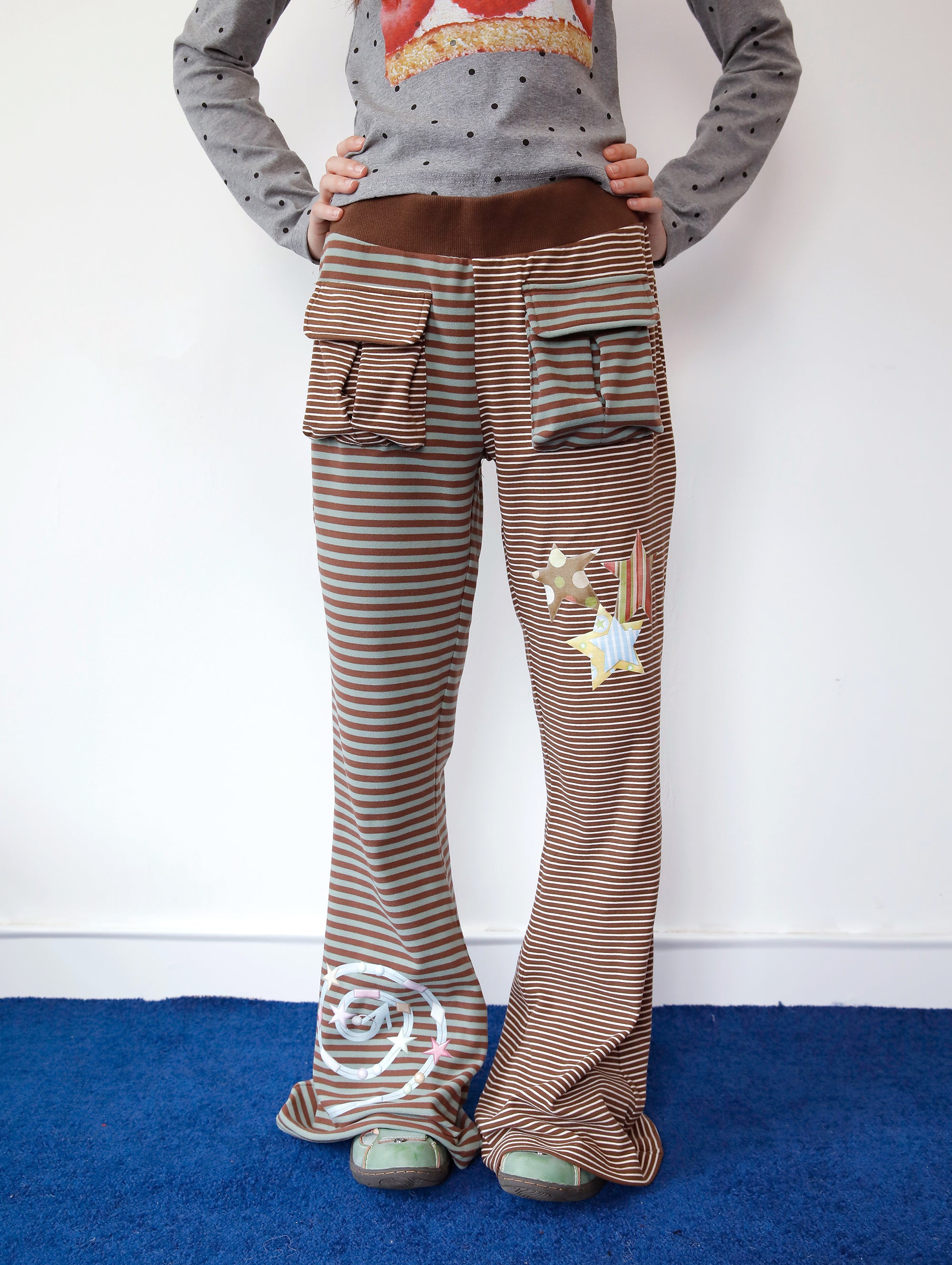 Kawaii Striped Patchwork Soft Casual Pants - FRUITS by Land Decora