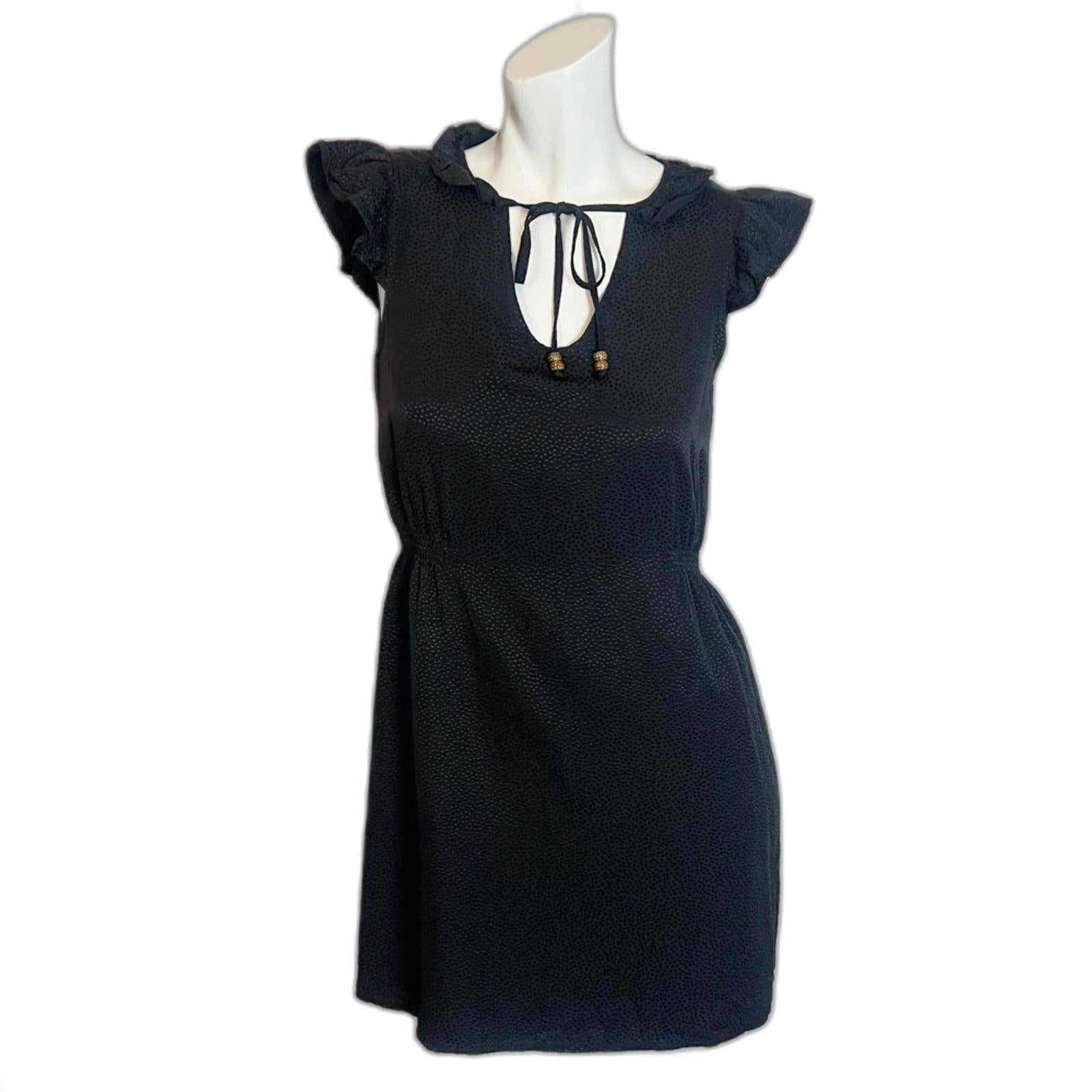 Jenny Han 100% Silk Black Ruffle Sleeve Dress Women's Size S by Hot Girl Secondhand