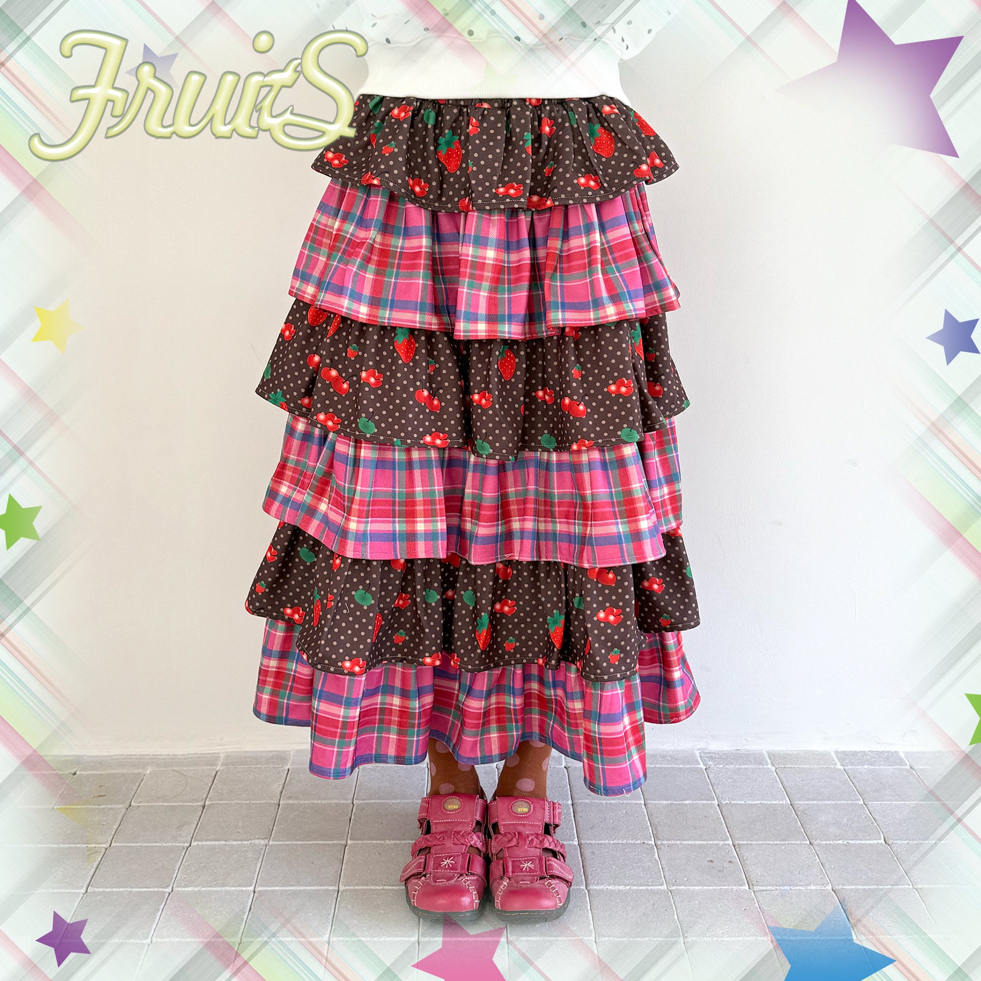 Kawaii Layered Plaid Cake Skirt - FRUITS by Land Decora