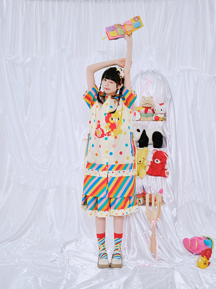 Harajuku Dress Rainbow Shirtdress Decora Fashion Dress | Nikkou Home by Land Decora