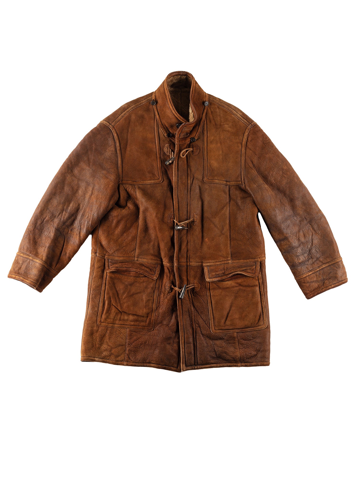 Vintage 80's Men Sheepskin Coat in Brown by Northern Grip