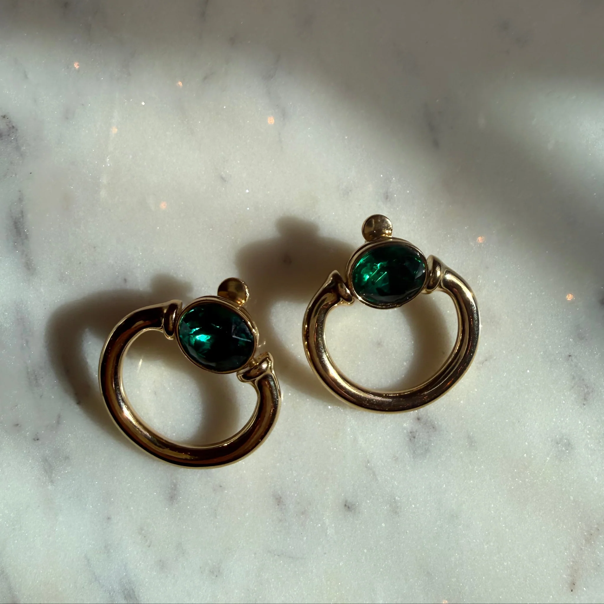 Givenchy Vintage Green Cabochon Earrings by The Vintage New Yorker