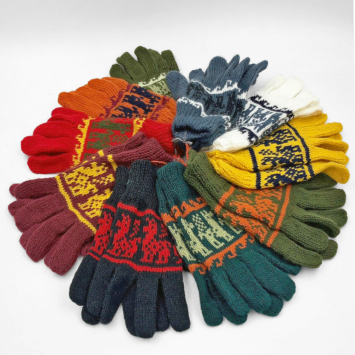 20 Pairs Set of Handwoven Unisex Alpaca Wool Gloves by ECUALAMA