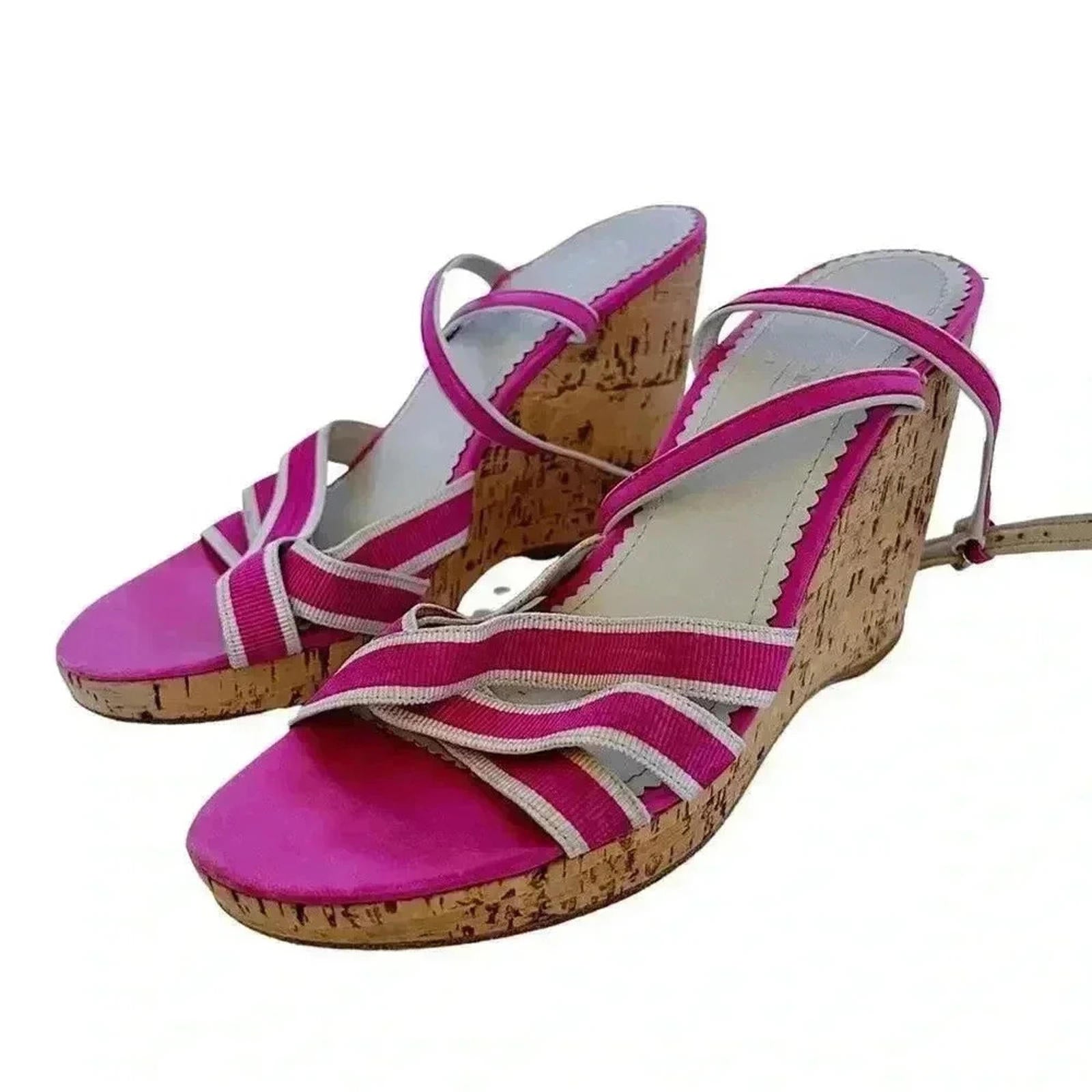 y2k Vintage Coach Barbie Pink Strappy Wedges Heels Sandals Women's Siz by Hot Girl Secondhand