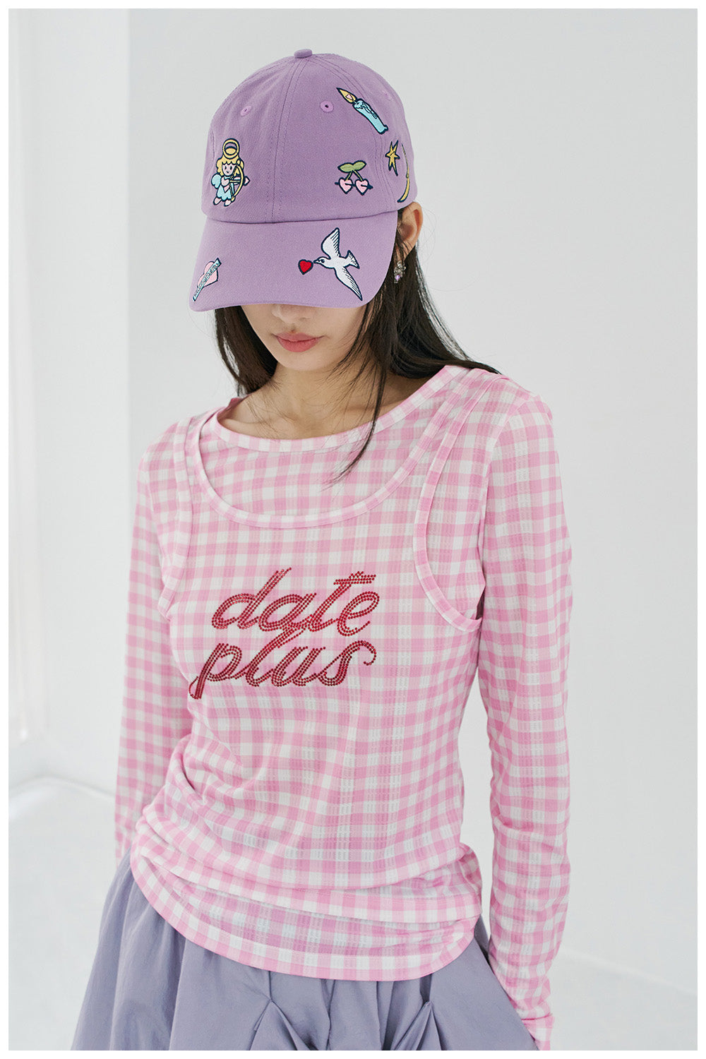 Harajuku Hat White Purple Hat Angel Pattern Hat Leisure Baseball Hat tntntutu by Land Decora