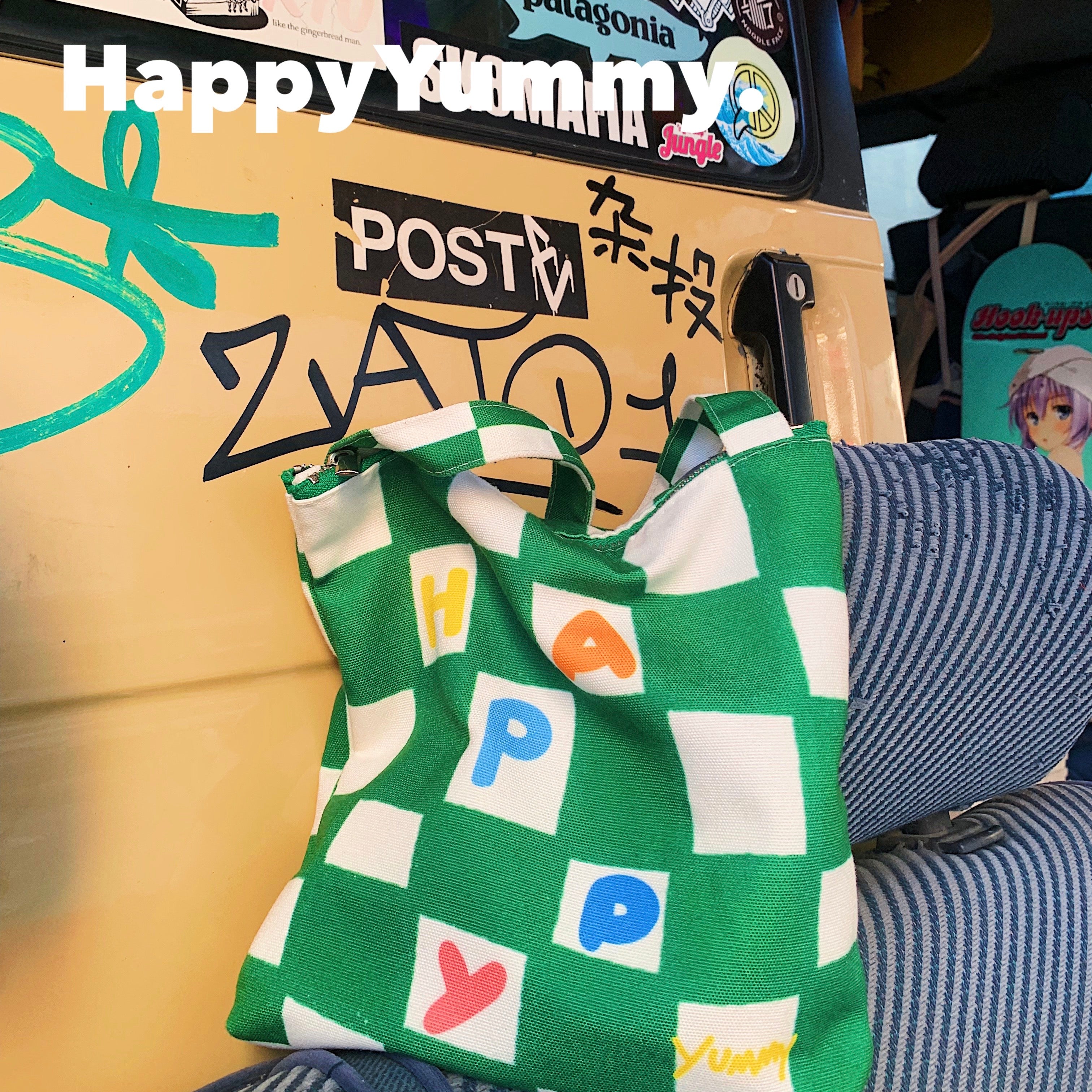 Harajuku Handbag Small Colorful Checkerboard Canvas Handbag – HappyYummy by Land Decora