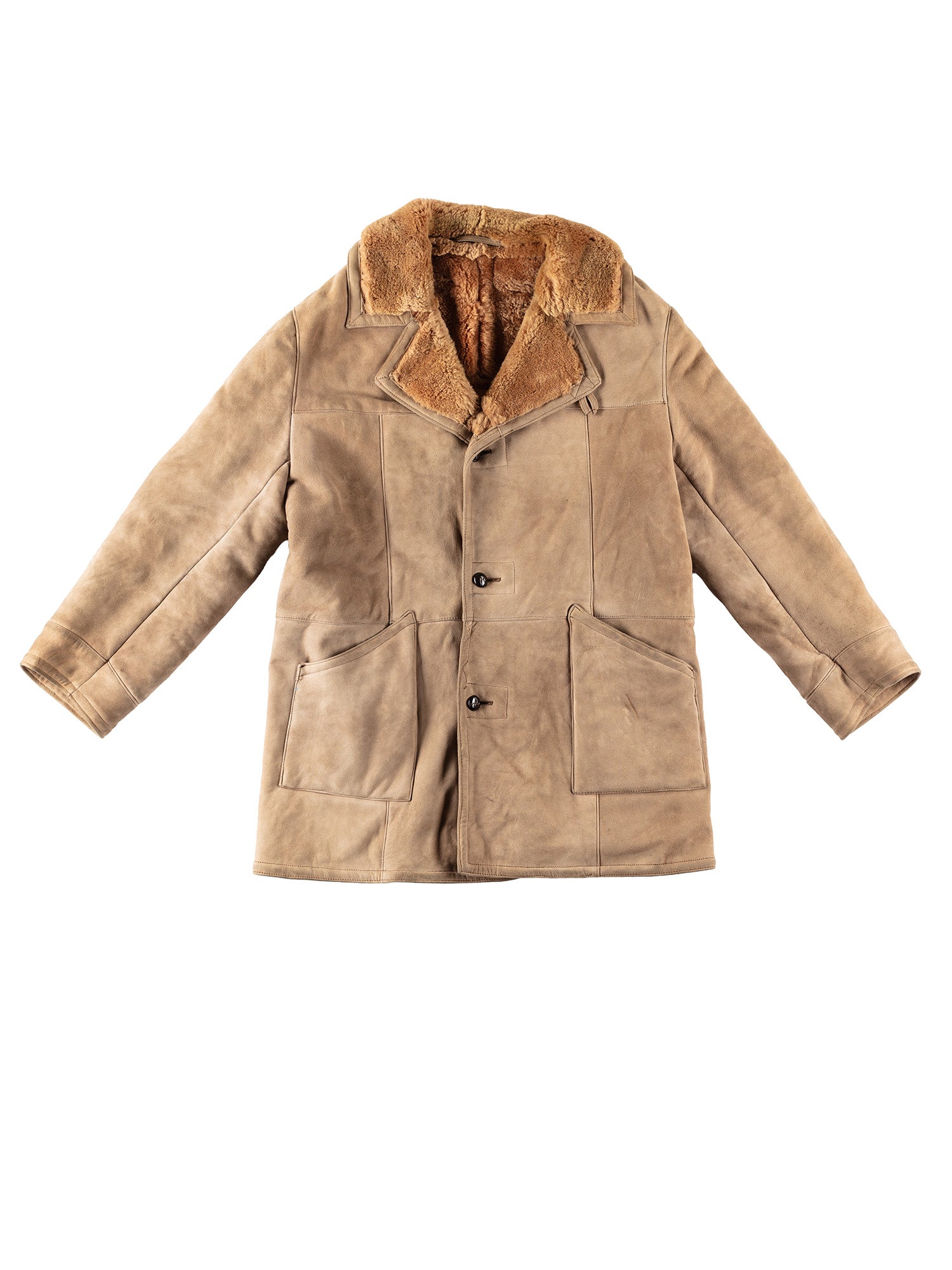 Vintage 80's Men Sheepskin Coat in Beige by Northern Grip