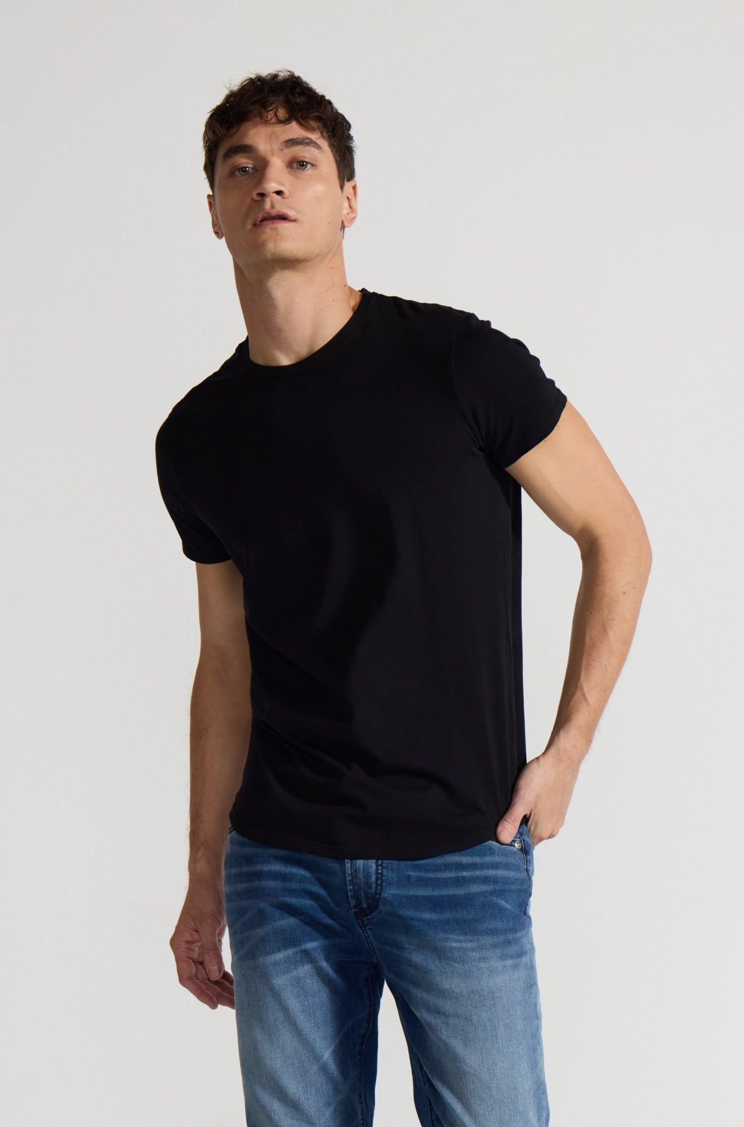 Dann Noir Stretch Short Sleeve T-Shirt by MONFRERE