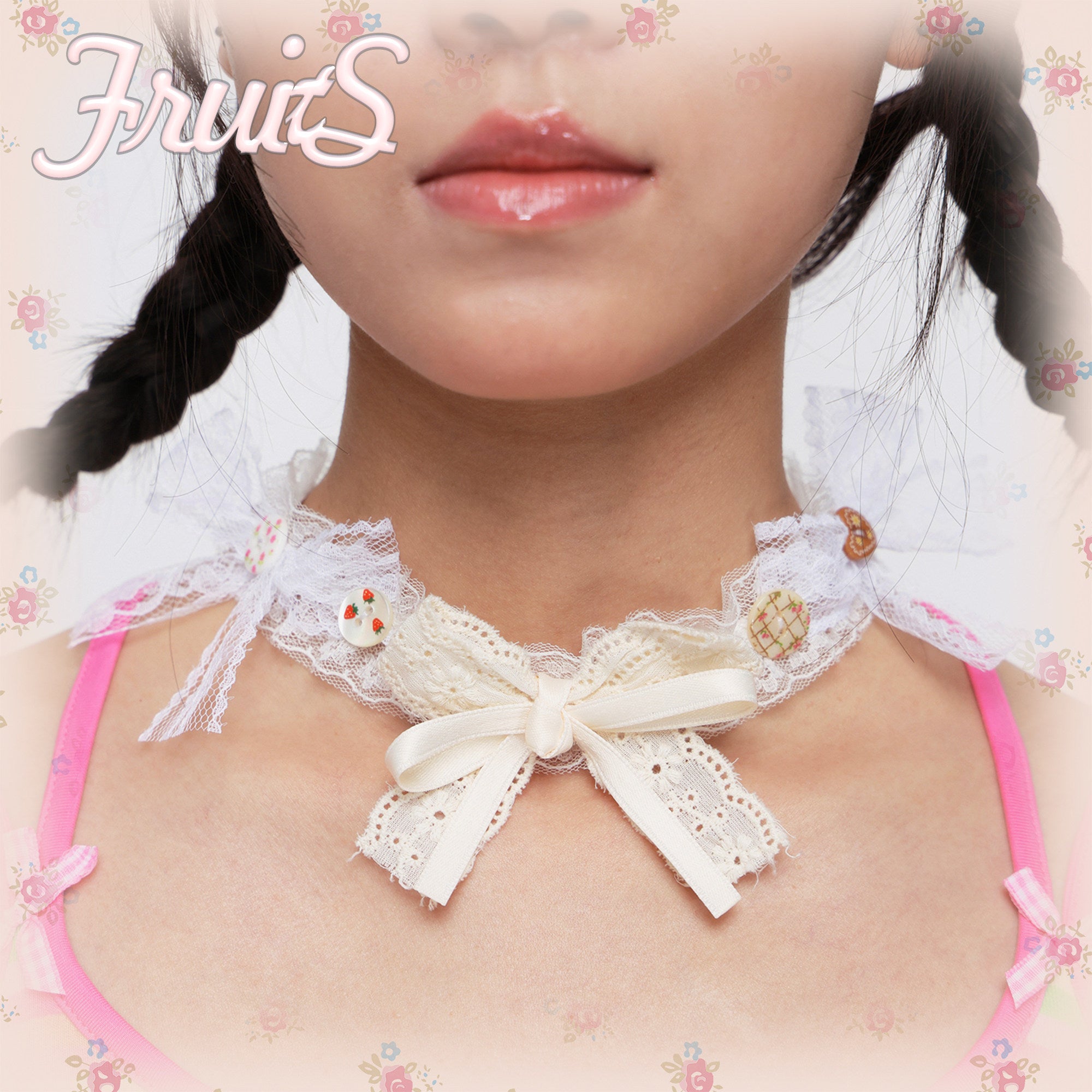 Lace Bow Choker Necklace Y2K Kawaii - FRUITS by Land Decora