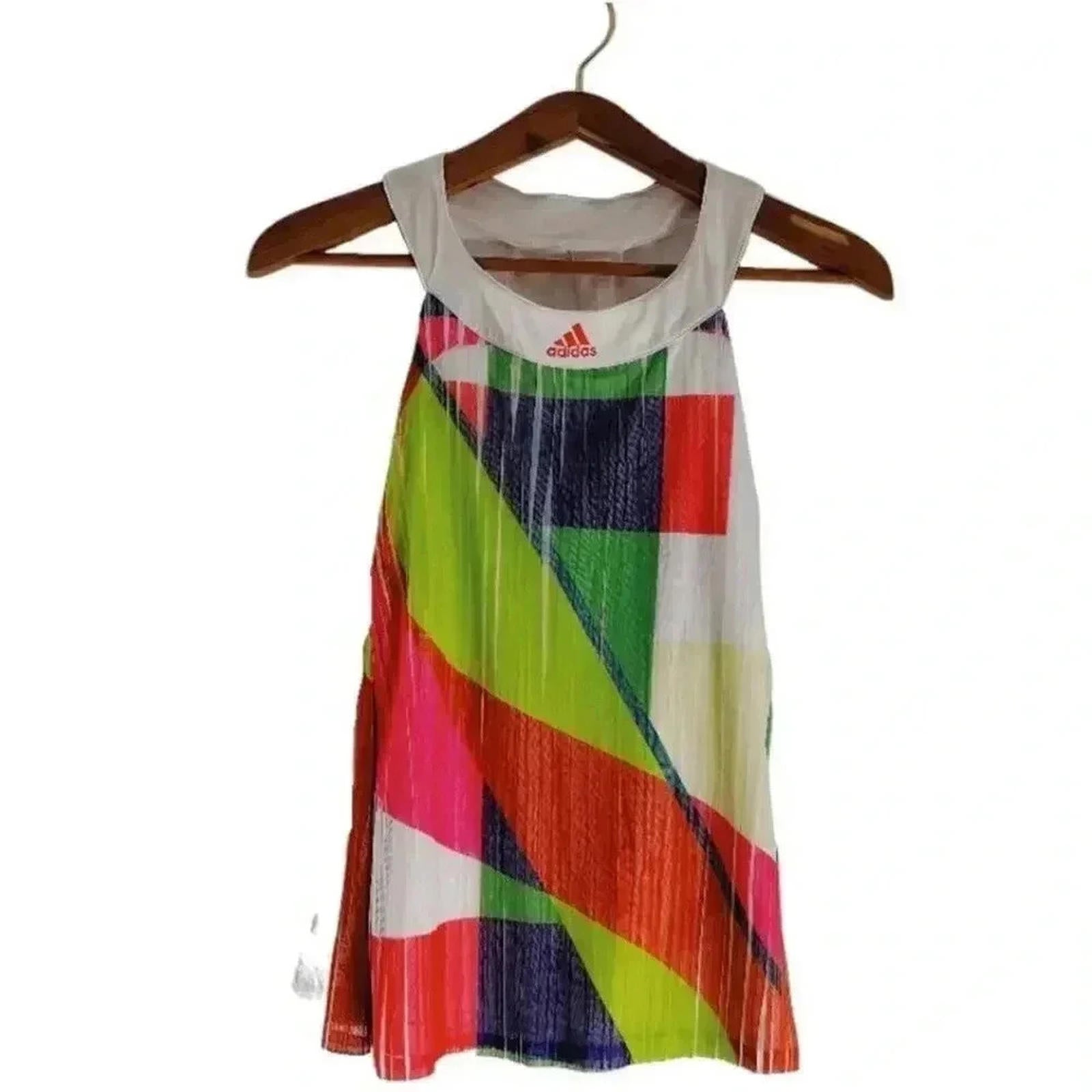 Adidas Climacool White Green Pink Geometric Flowy Workout Tank Women's by Hot Girl Secondhand