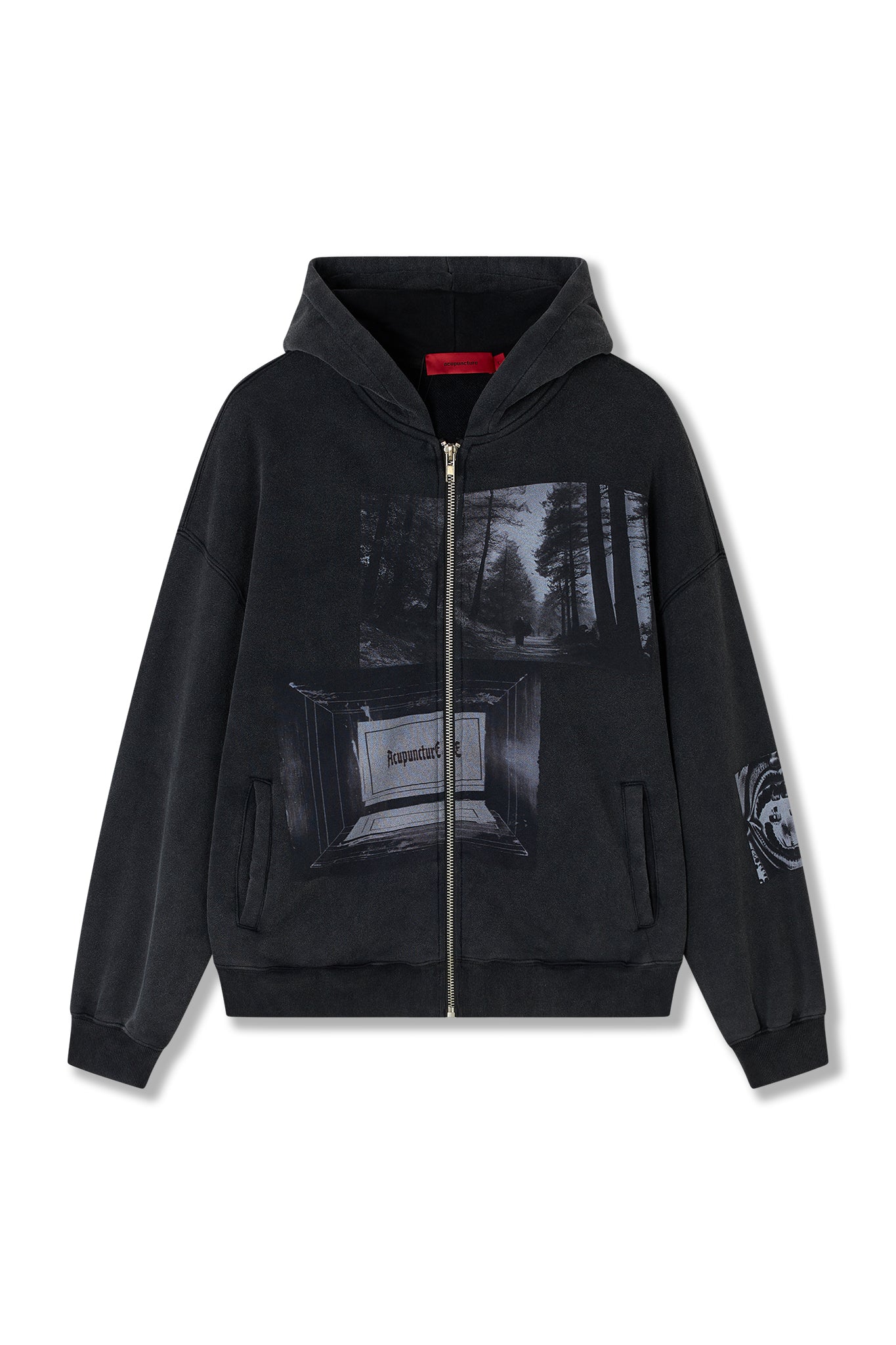 PUNKER ZIP HOODIE WASHED BLACK by Acupuncture1993