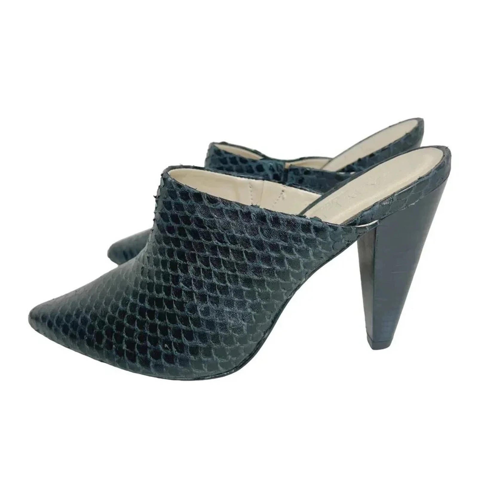 Able Grey Faux Snakeskin Heeled Mule Women's Size 8 by Hot Girl Secondhand