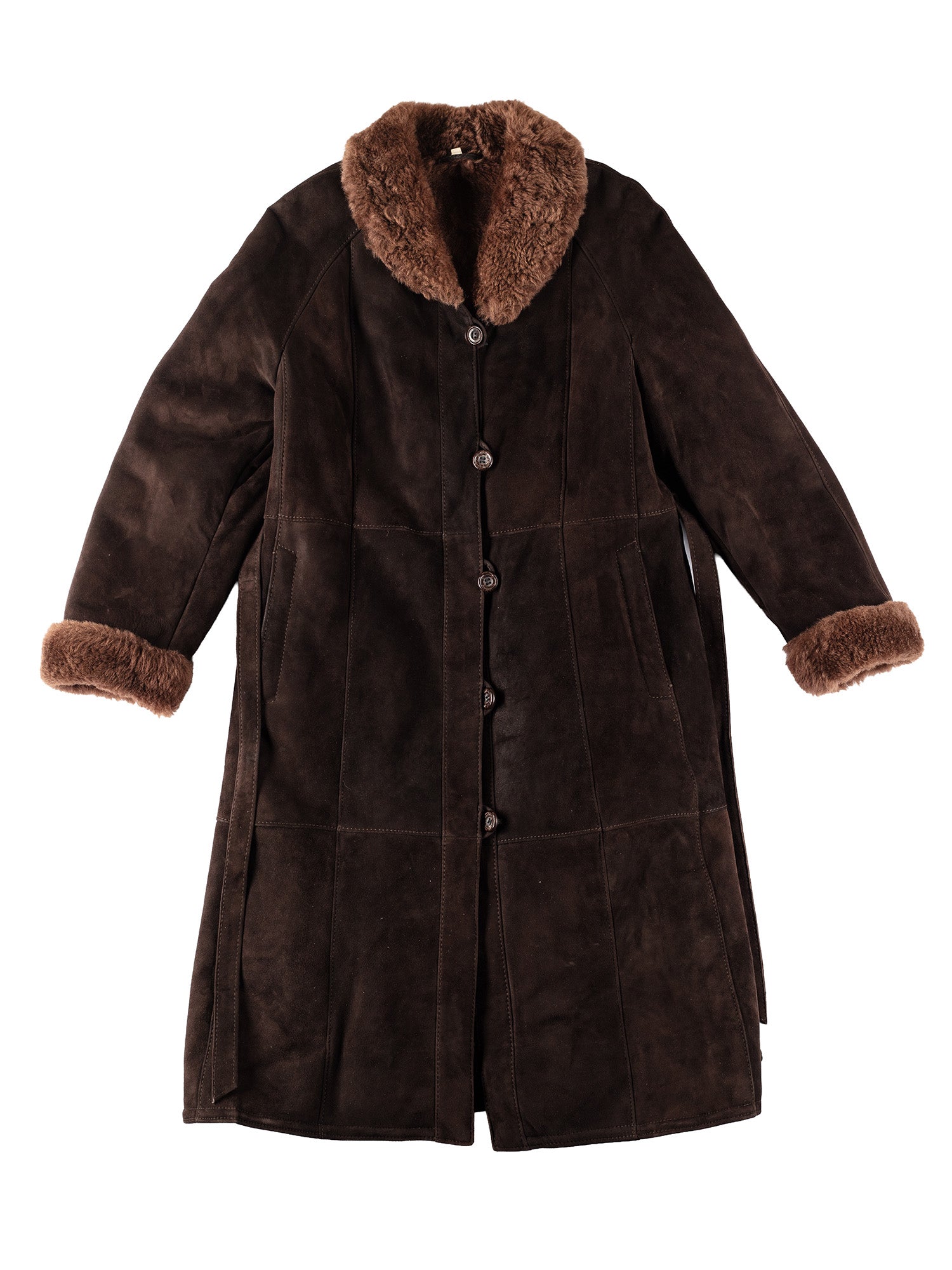 Vintage 70's Women Sheepskin Coat in Brown by Northern Grip
