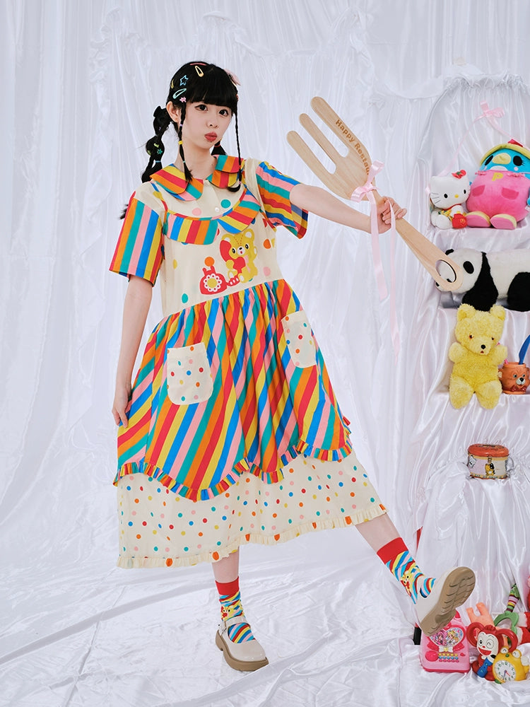 Harajuku Dress Rainbow Printed Cami Dress Decora Fashion Cami Dress - Nikkou Home by Land Decora