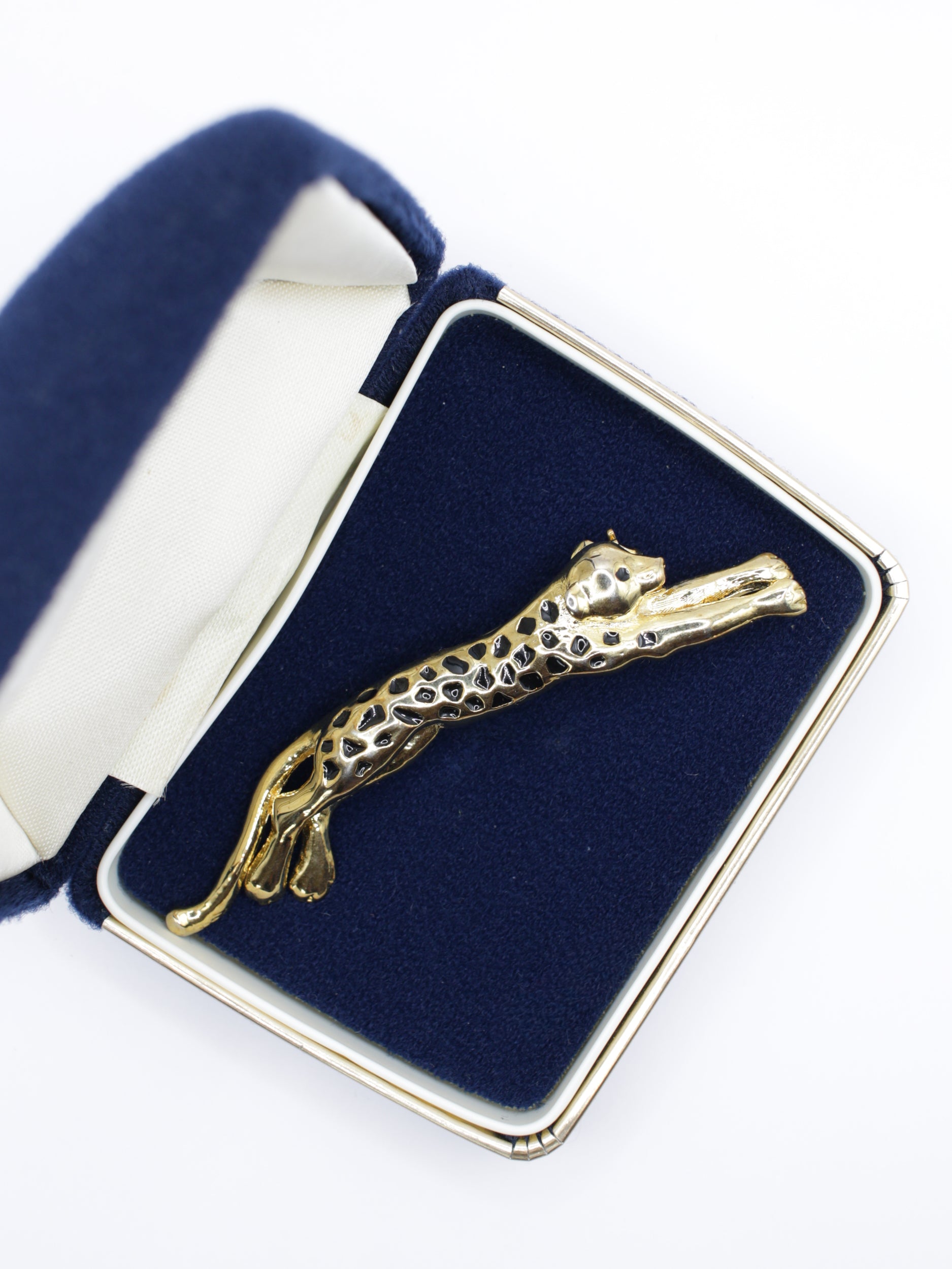 Vintage 80's Leaping Leopard Panther Brooch in Gold by Northern Grip