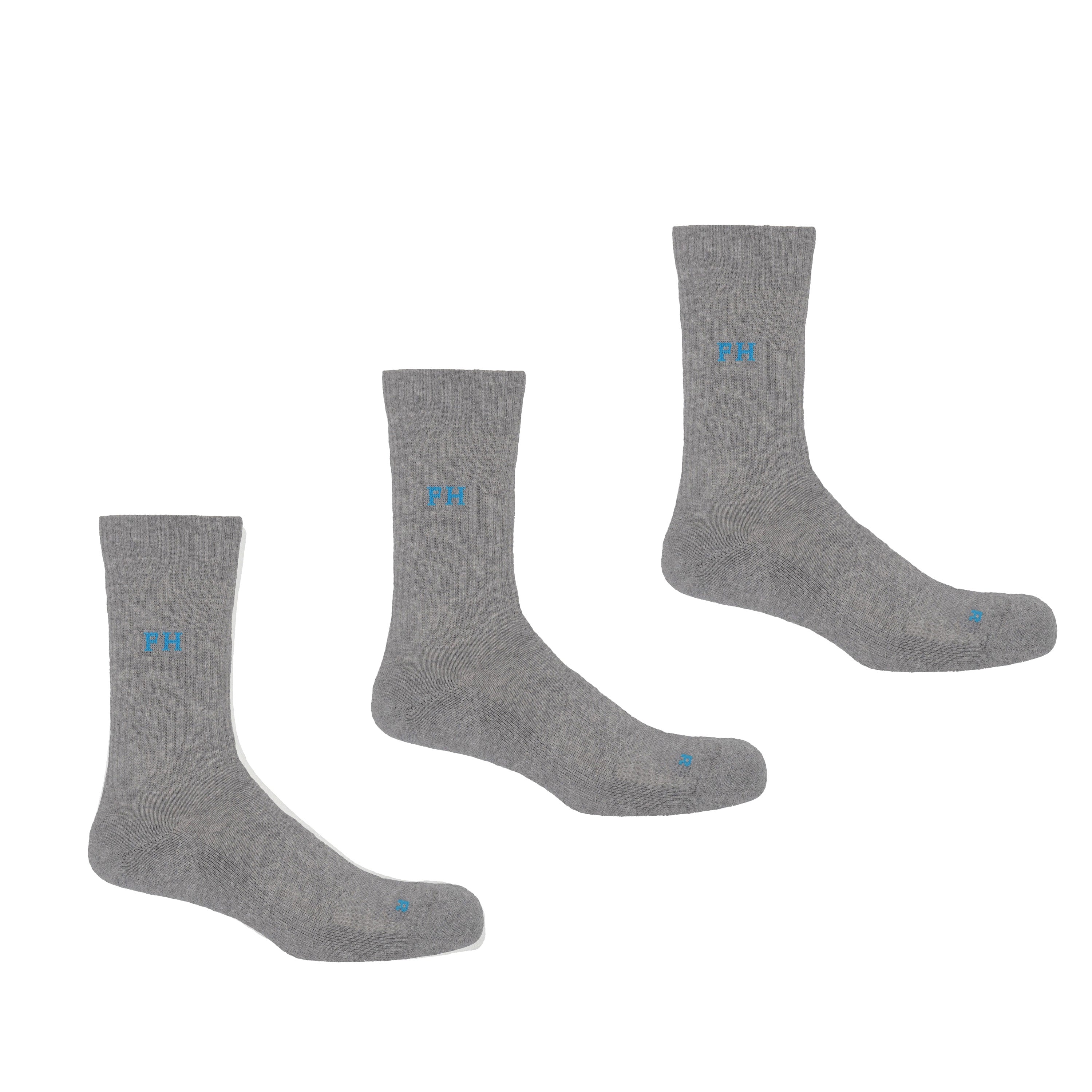 3 Pack Essential Men's Sport Socks - Grey by Peper Harow
