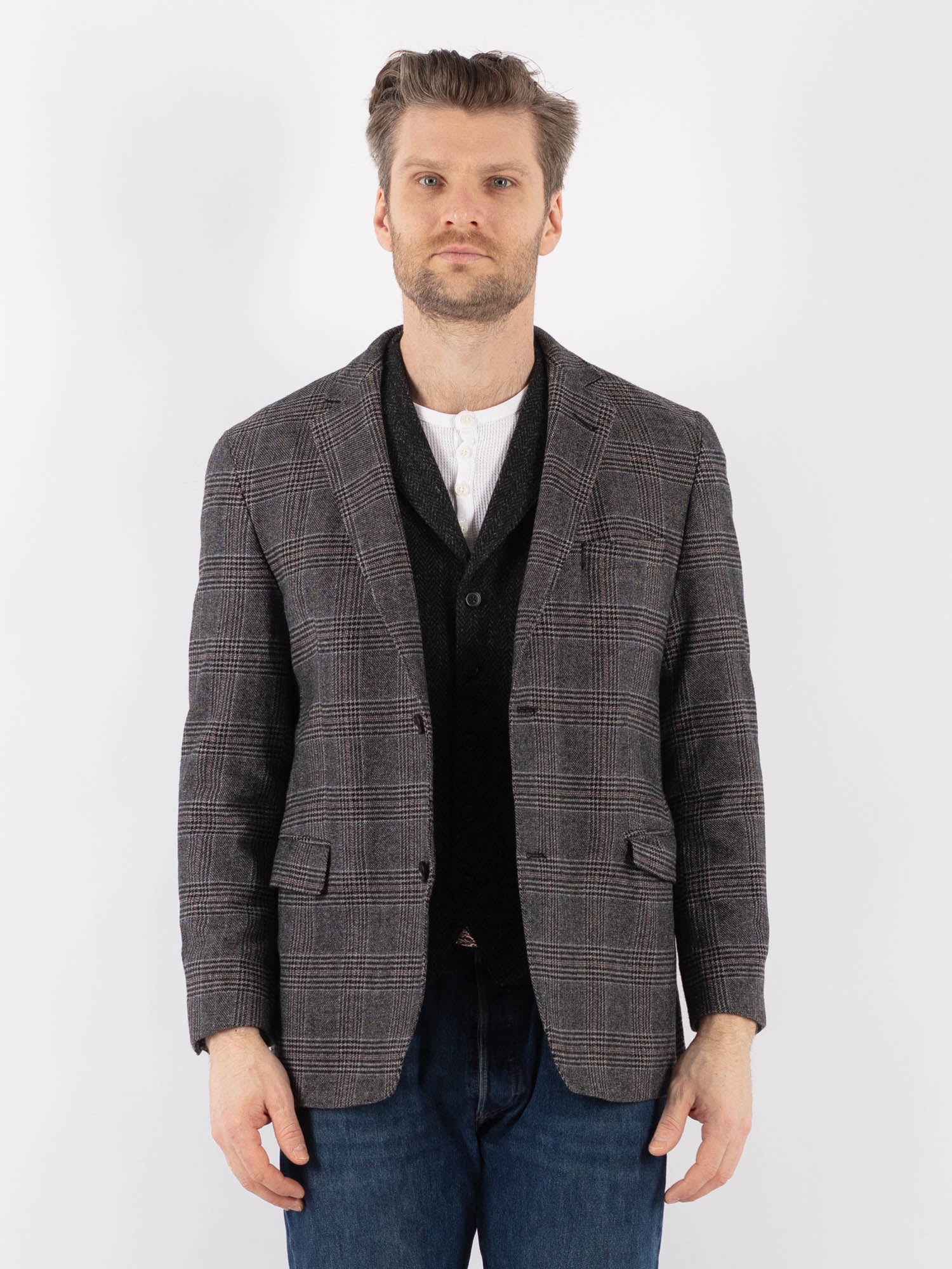 Vintage 00's Men Wool Blend Blazer Jacket in Gray by Northern Grip