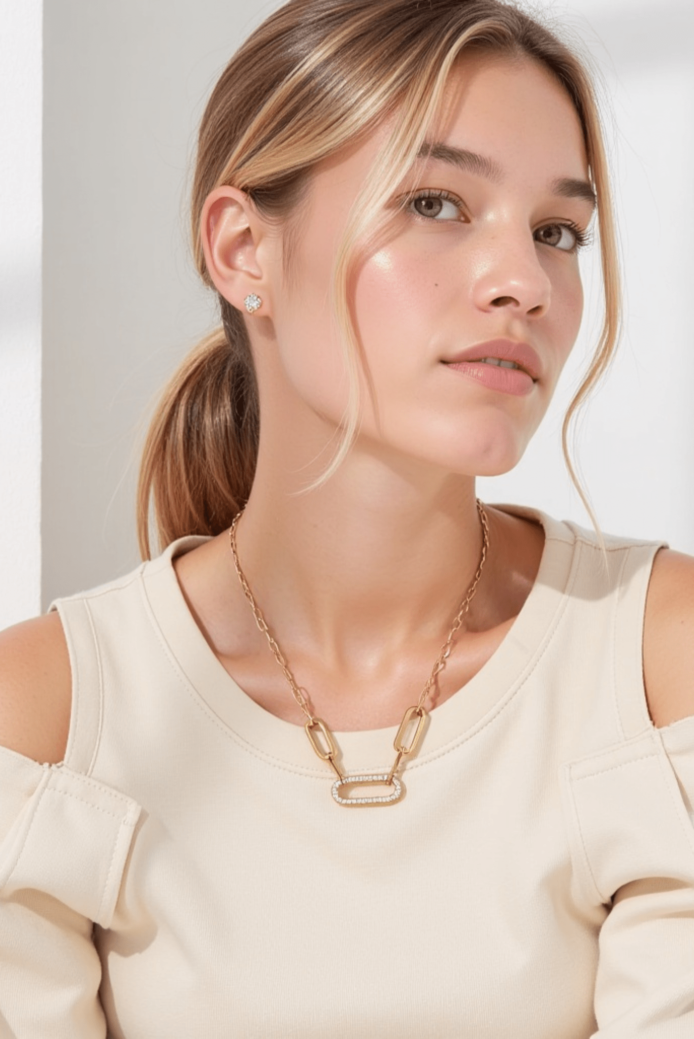 Waterproof 18K Gold and Diamond Maillon Link Necklace by Akalia
