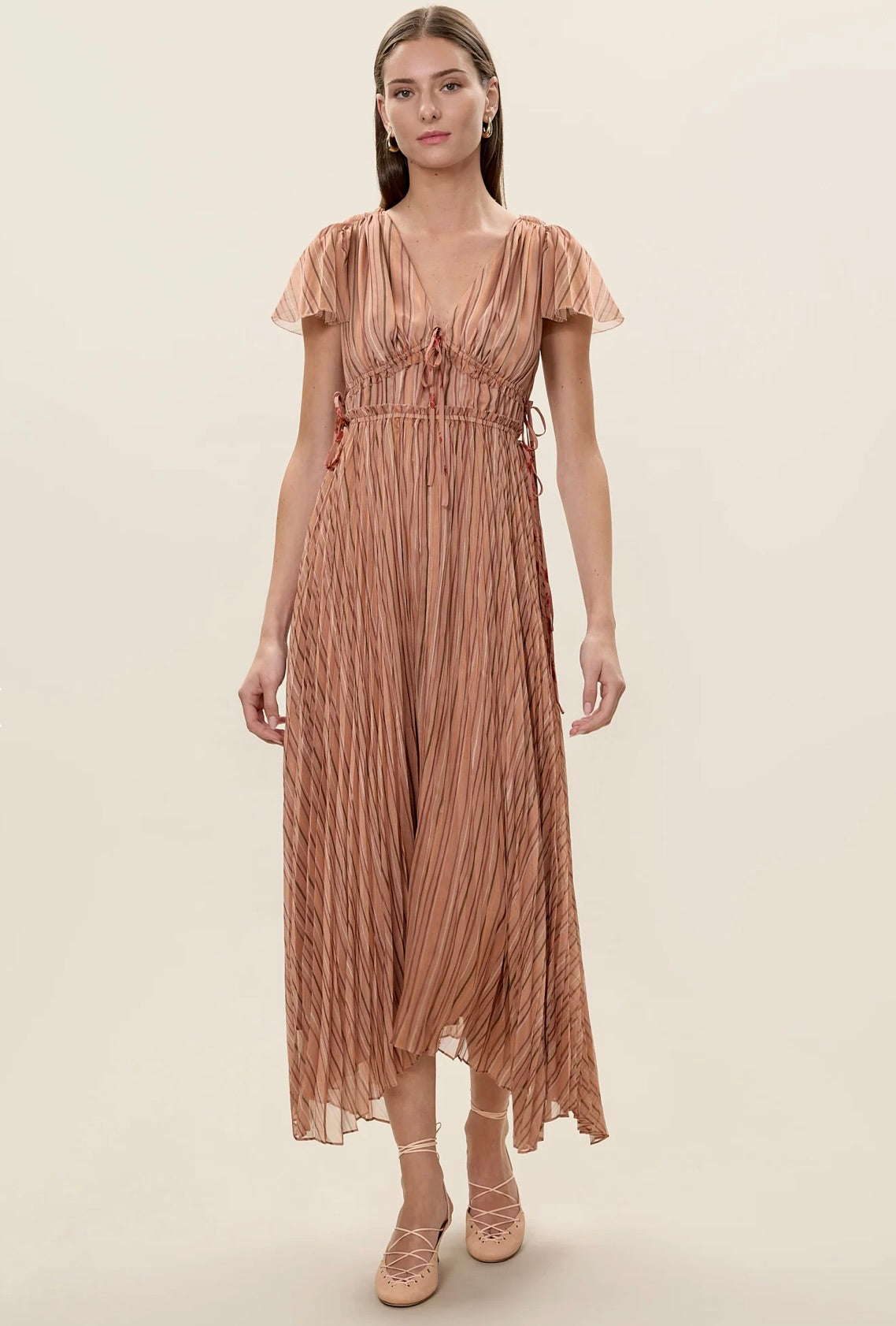 Celeste Striped Pleated Dress by Sierra Deene