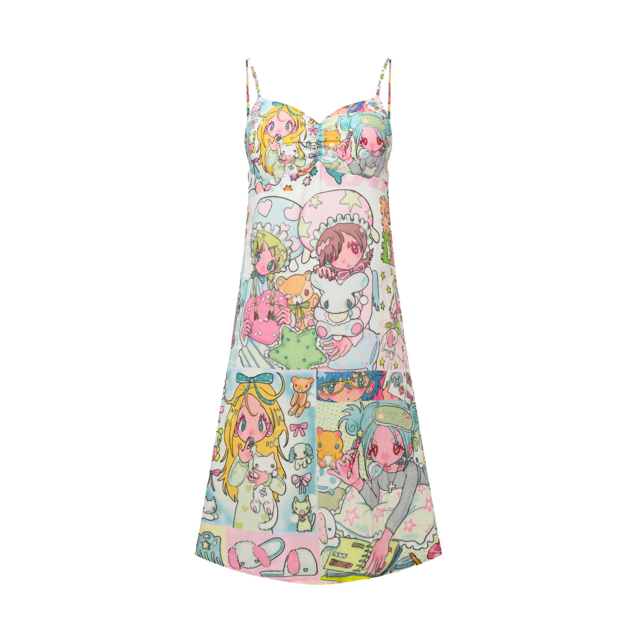 Anime Print Slip Nightdress - BlackBerry by Land Decora