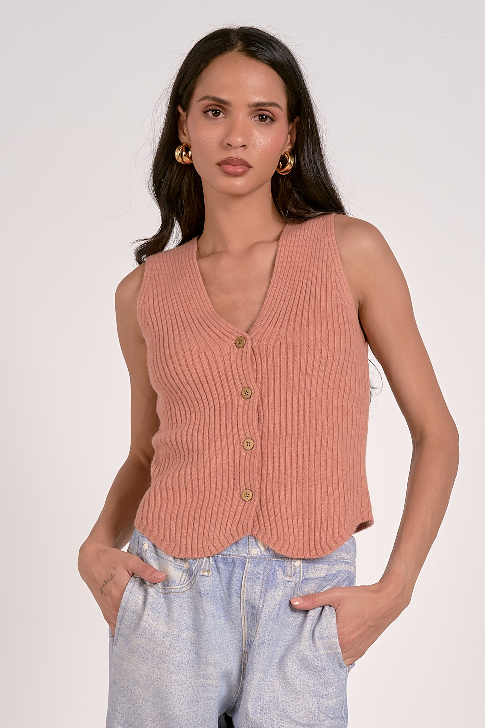 Bella Sweater Vest in Rust by Sierra Deene