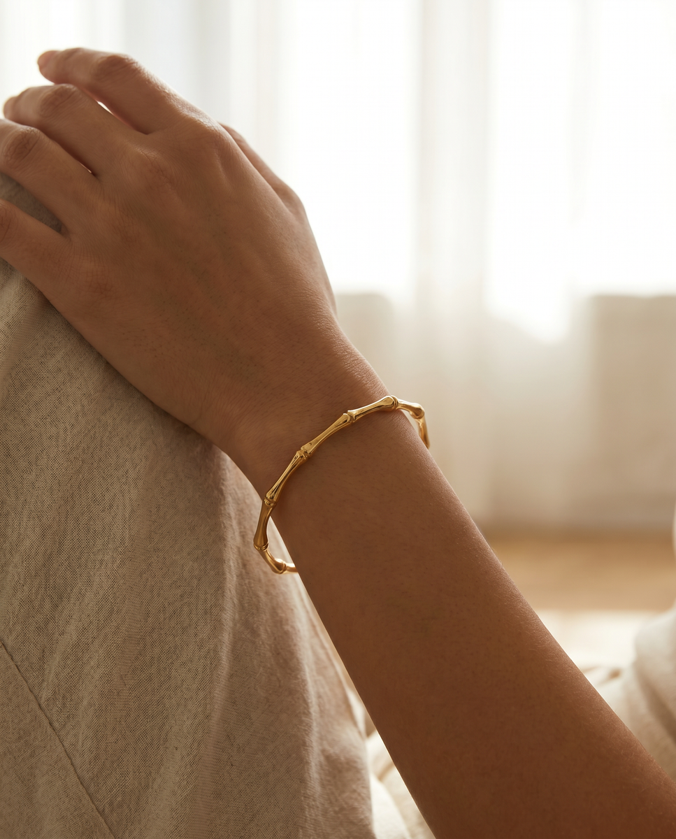 MORGAN BAMBOO BRACELET IN GOLD (WATERPROOF & 18K GOLD PLATED) - FINAL by RAËLIV