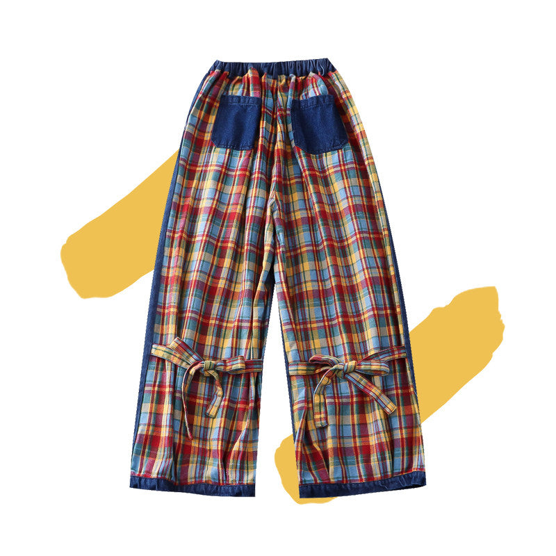 Vintage Plaid Patchwork Balloon Jeans Y2K - Toothshop by Land Decora