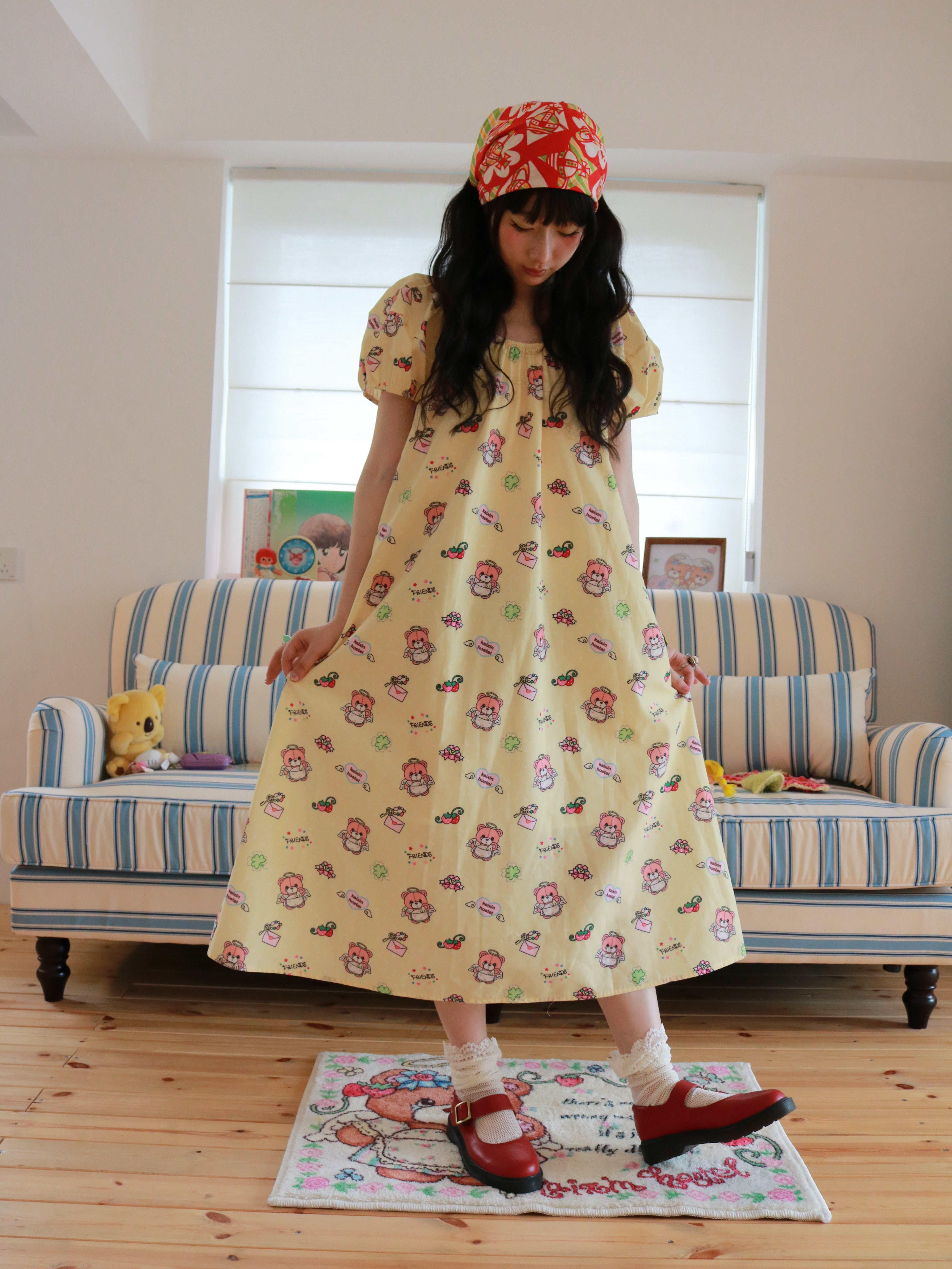 Kawaii Bear Print Dress - KaiXin Hostel by Land Decora