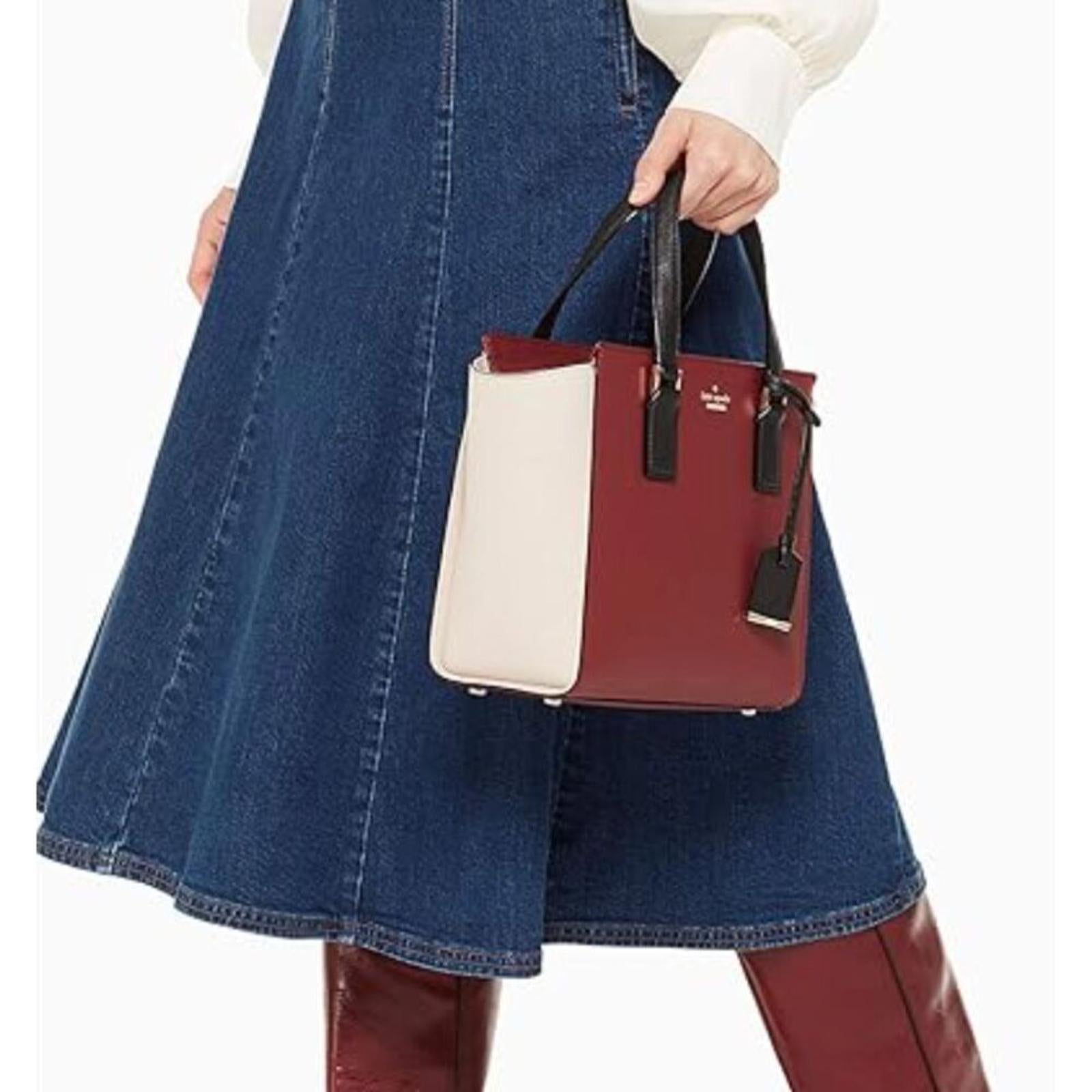 Kate Spade Cameron Street Small Hayden Burgundy Cream Leather Structur by Hot Girl Secondhand