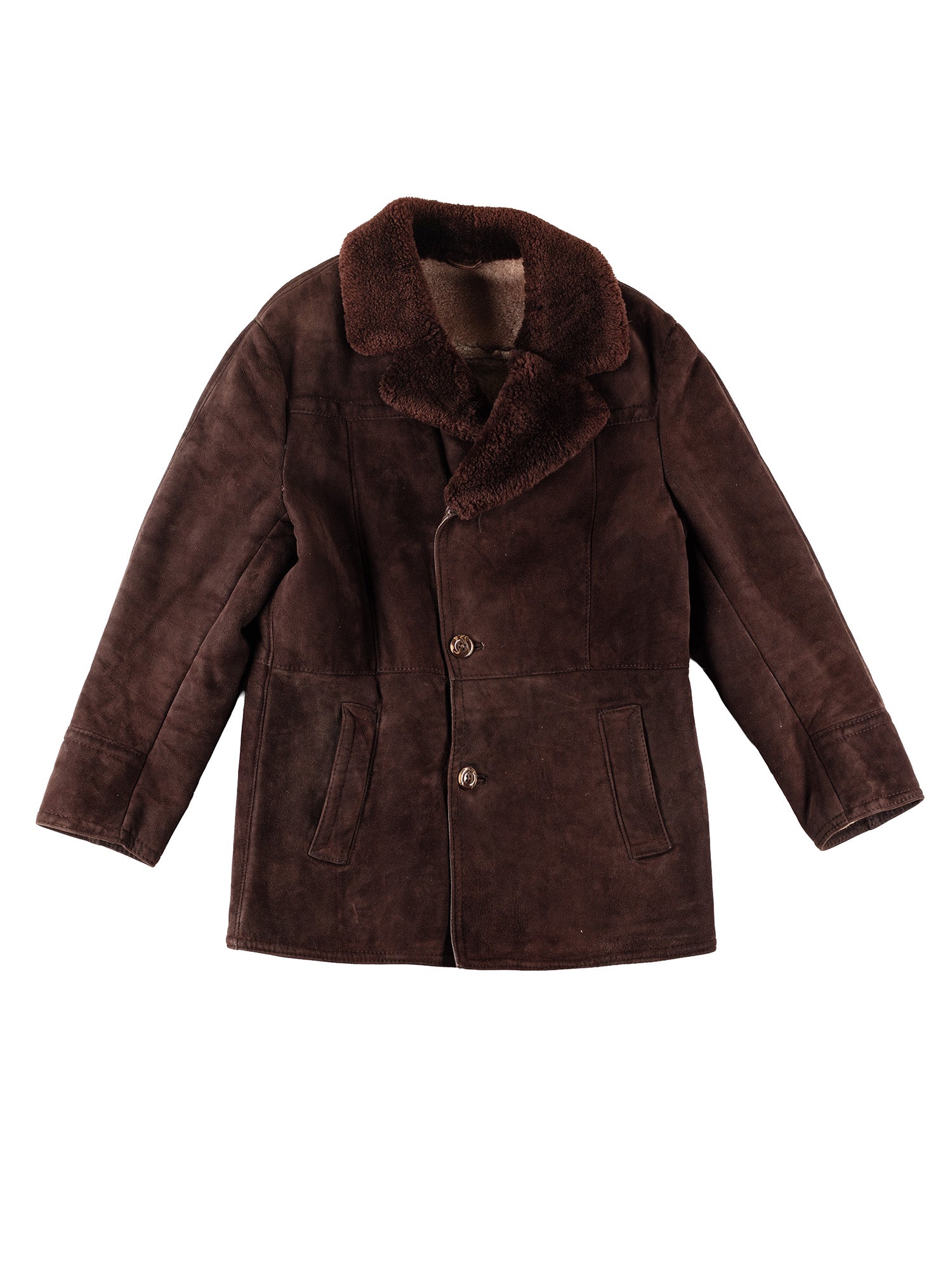 Vintage 80's Men Sheepskin Coat in Brown by Northern Grip