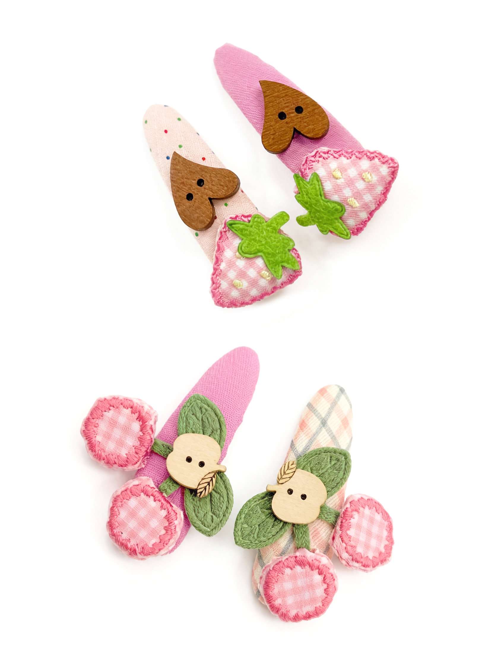 Pink Strawberry Cherry Hair Clip Y2K Cute - FRUITS by Land Decora