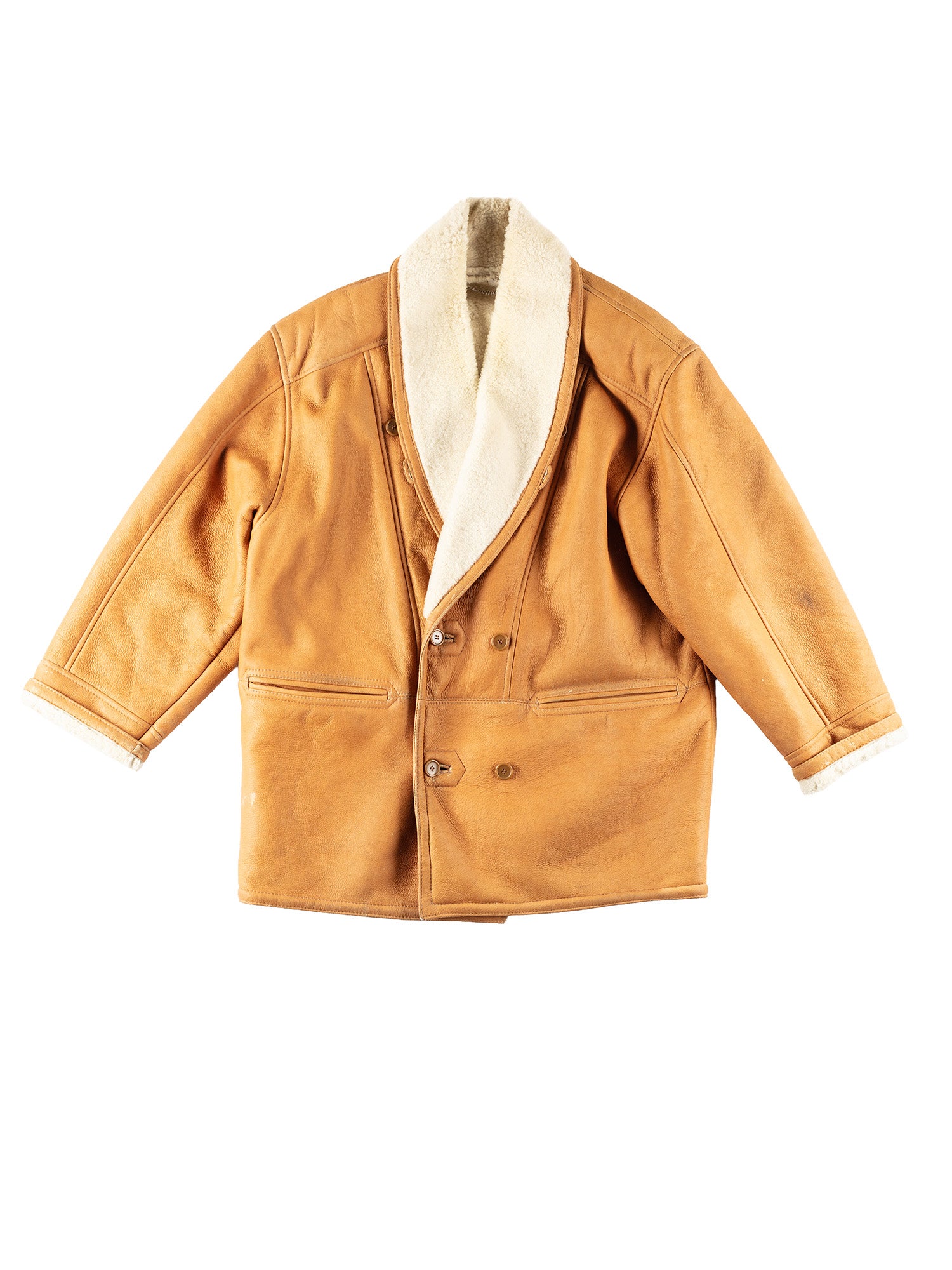 Vintage 80's Men Sheepskin Coat in Camel Brown by Northern Grip