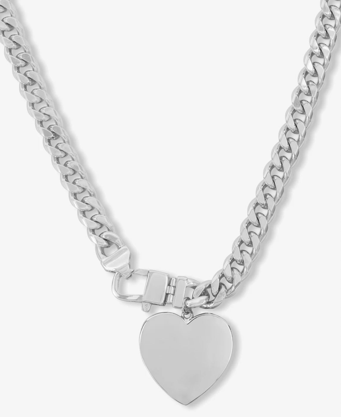Melinda Maria Julian XL Heart Cuban Chain Necklace in Silver by Sierra Deene