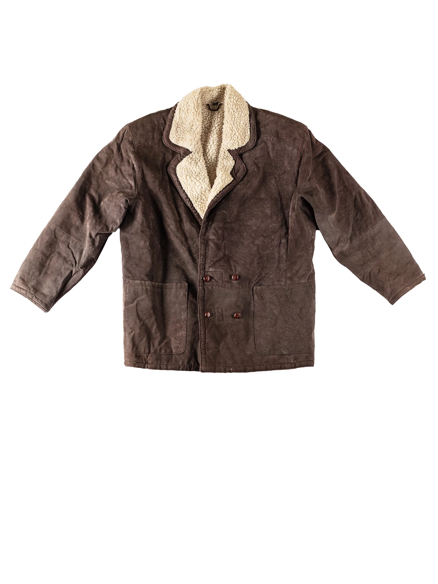 Vintage 90's Men Faux Sheepskin Coat in Brown by Northern Grip