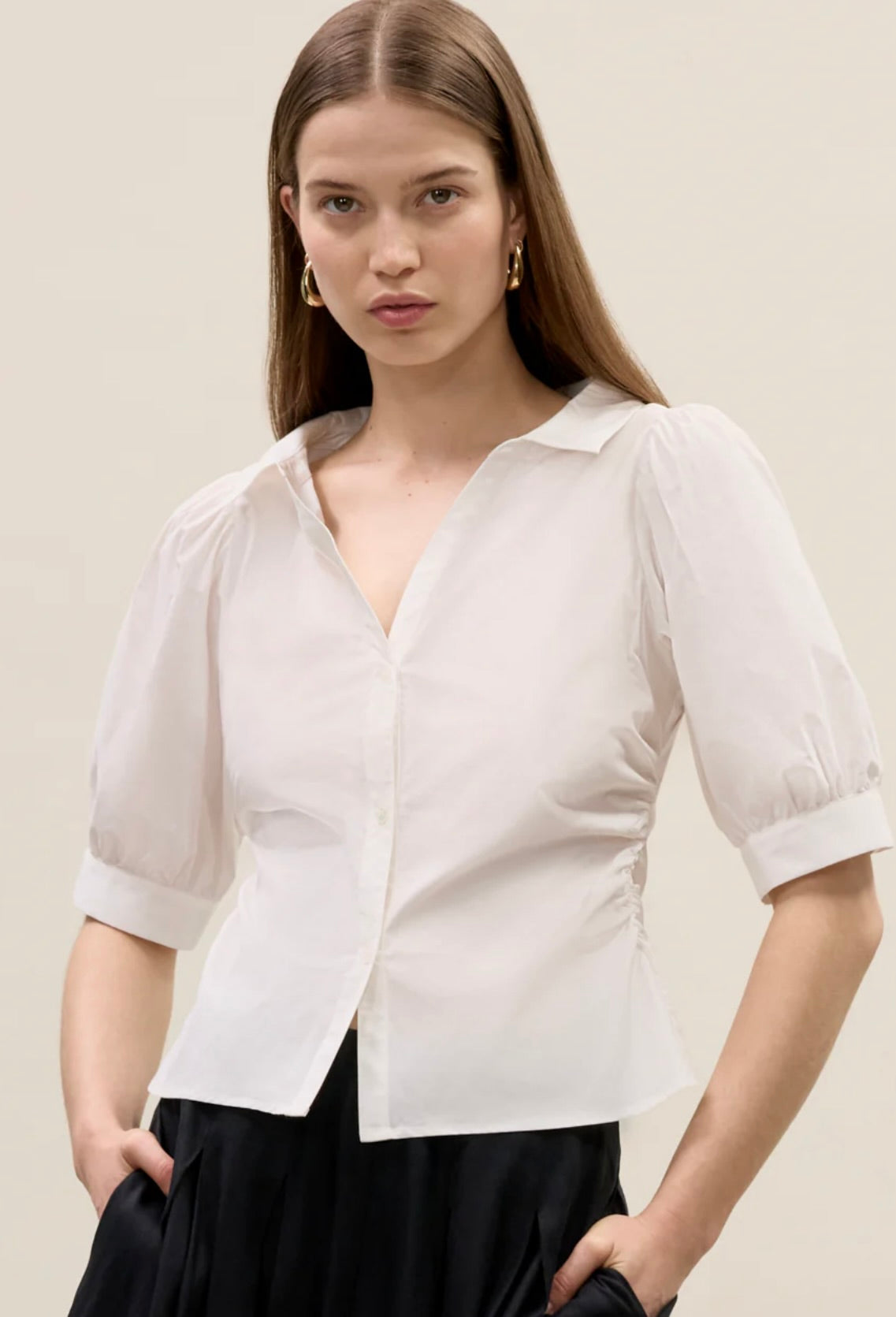Isla Poplin Shirt in Milk by Sierra Deene