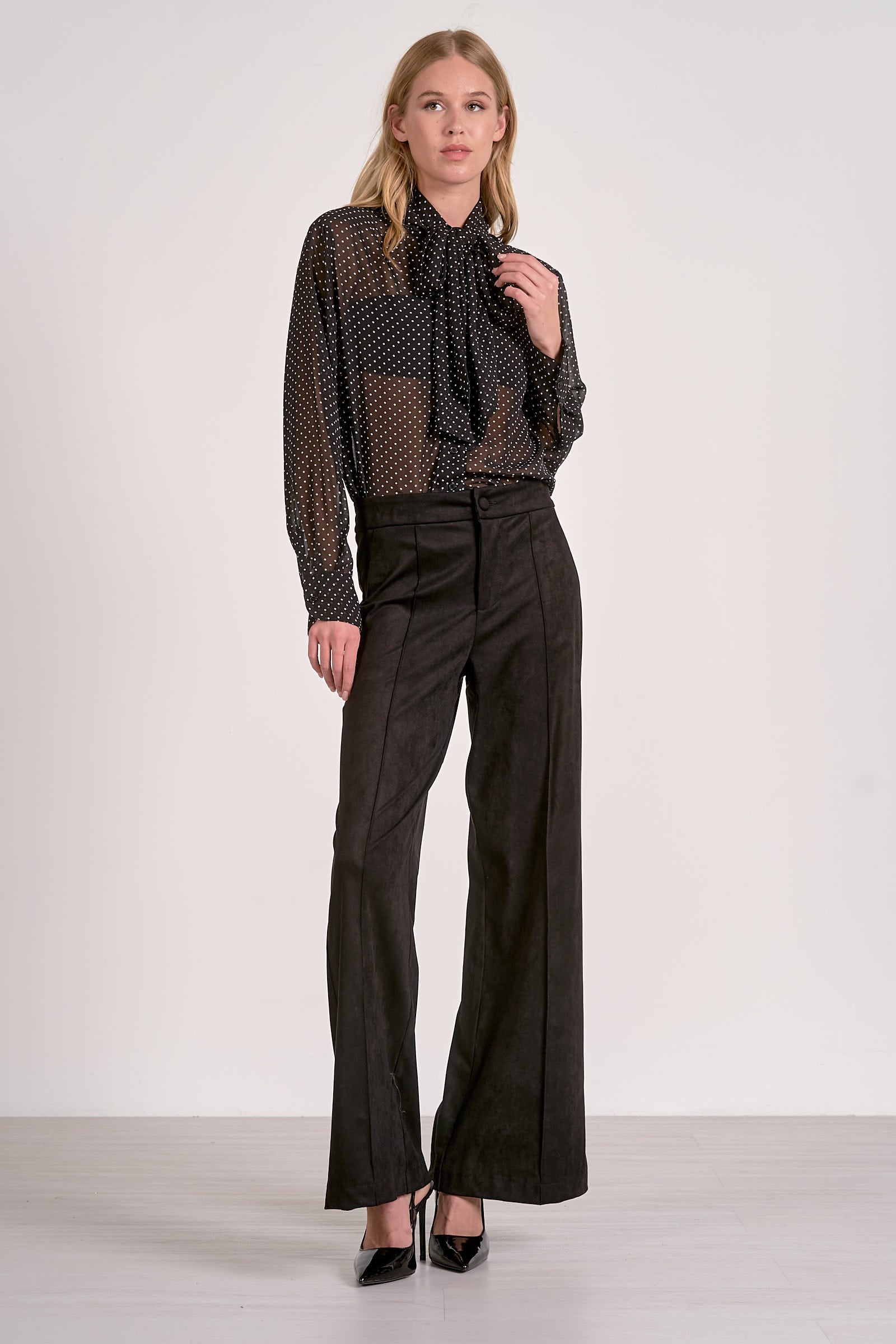 Elan Suede High Waist Pants in Black by Sierra Deene