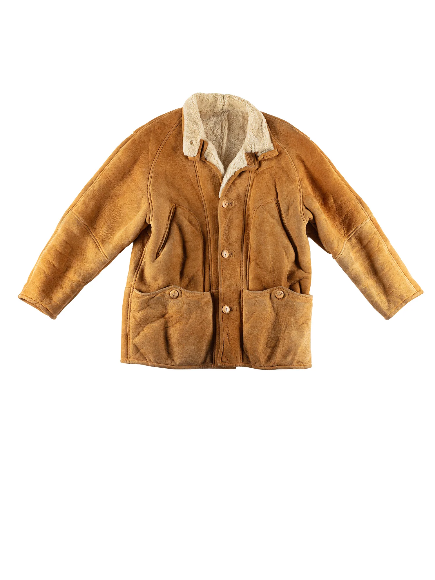 Vintage 80's Men Sheepskin Coat in Brown by Northern Grip