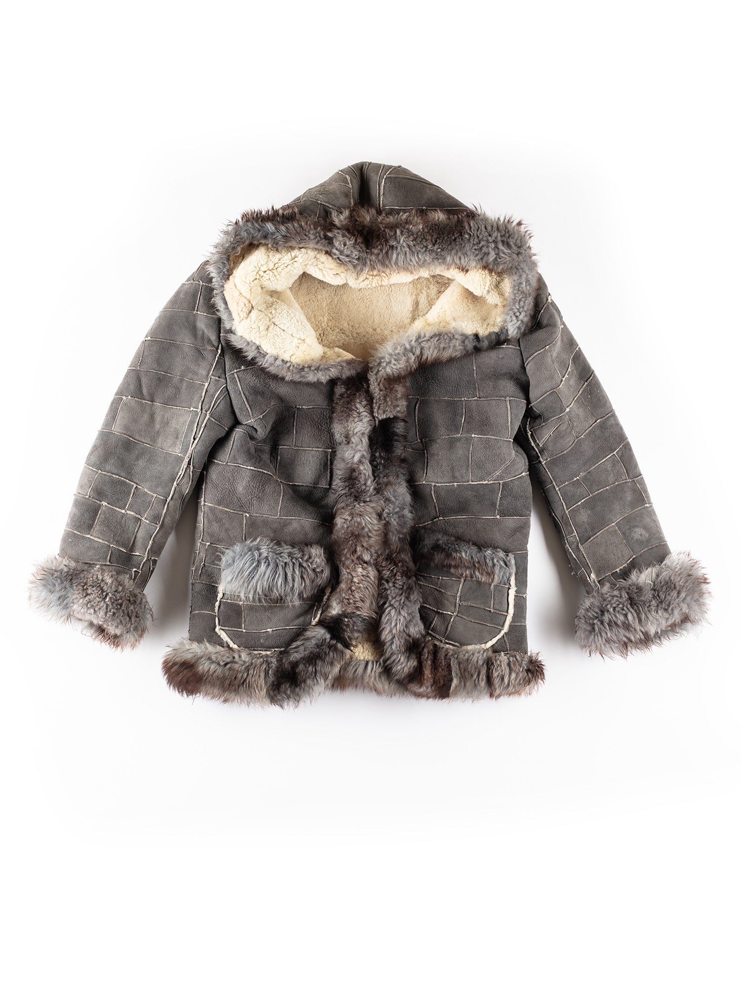Vintage 70's Women Sheepskin Penny Lane Coat in Gray by Northern Grip