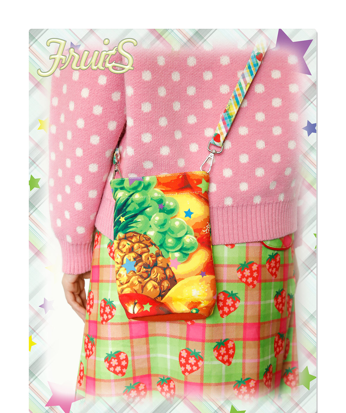 Decora Kei Star Fruit Print Crossbody Phone Bag - FRUITS by Land Decora